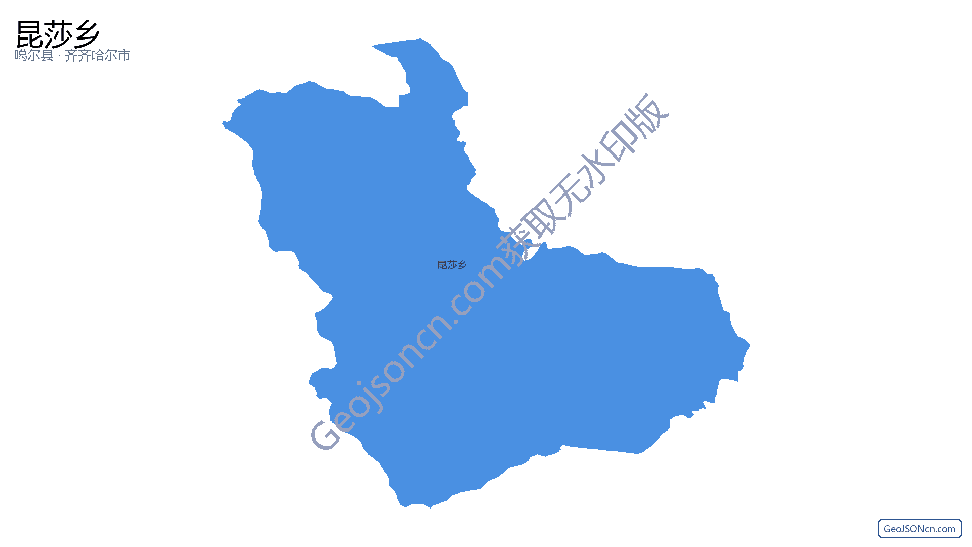 昆莎乡行政区划边界地图（噶尔县·阿里地区）,提供GeoJSON、SHP矢量边界数据下载及高清地图大图(PNG/JPG) - GeoJSONcn.com