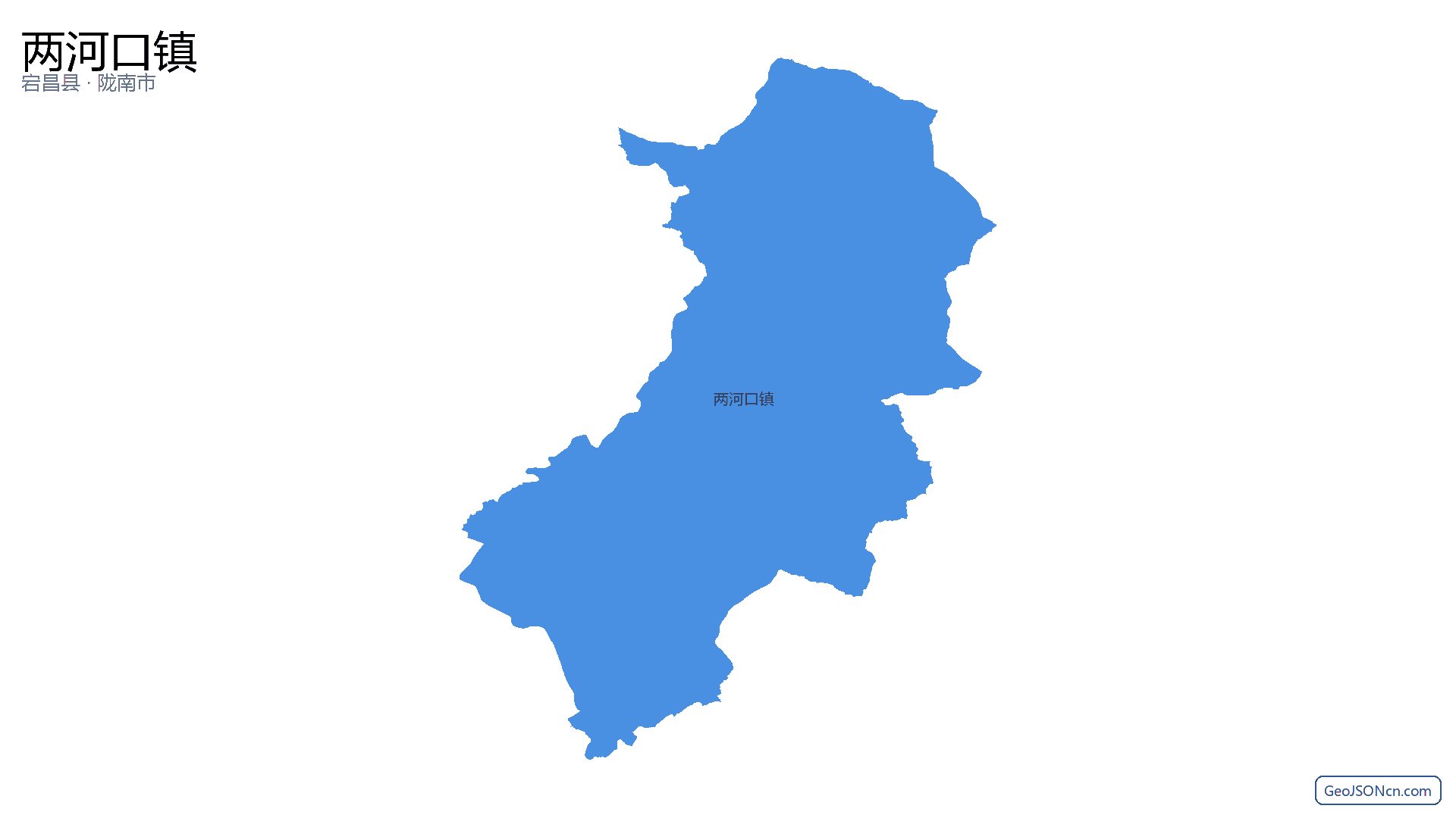 两河口镇行政区划边界地图（宕昌县·陇南市）,提供GeoJSON、SHP矢量边界数据下载及高清地图大图(PNG/JPG) - GeoJSONcn.com