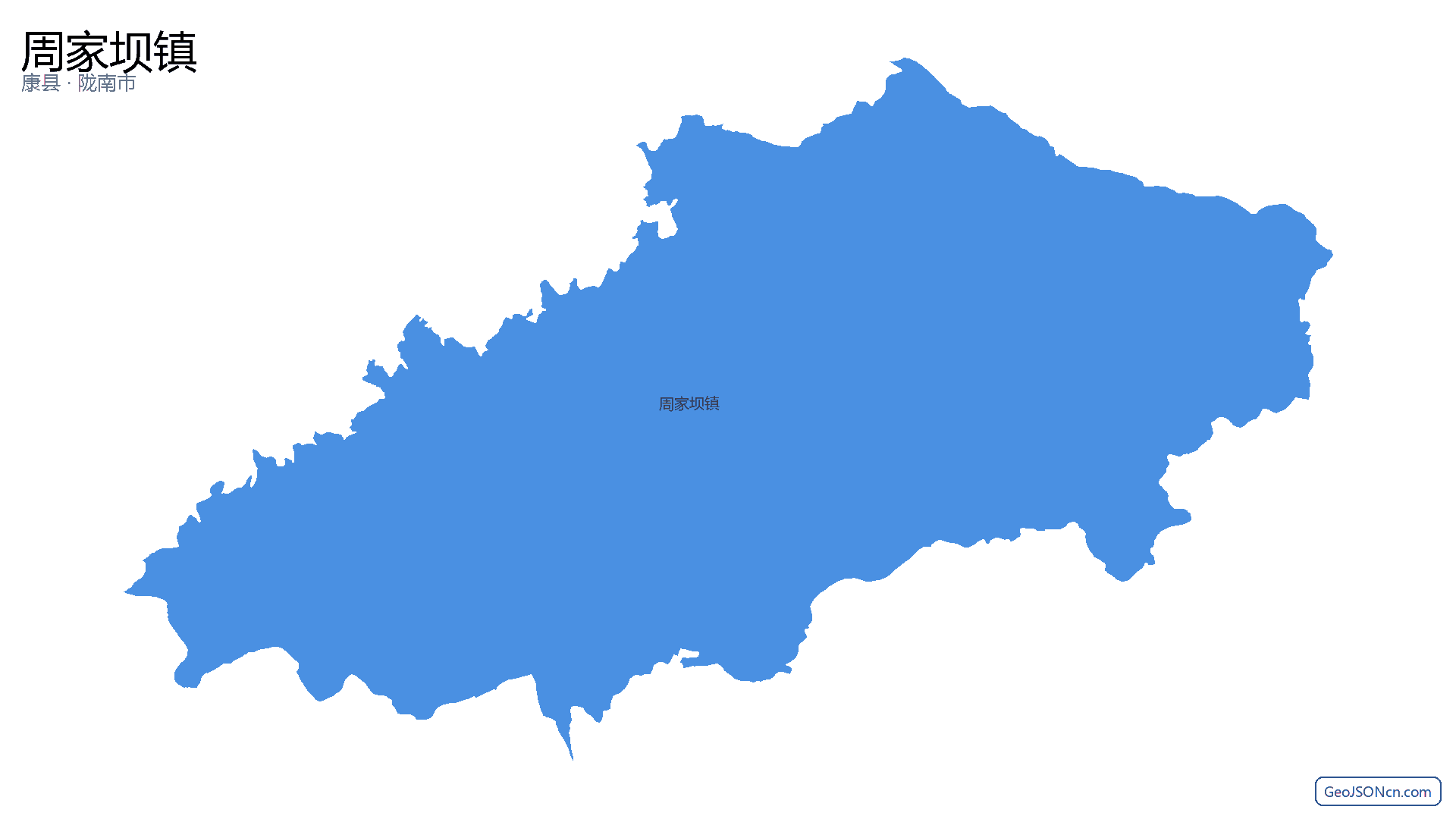 周家坝镇行政区划边界地图(康县·陇南市),提供GeoJSON、SHP矢量边界数据下载及高清地图大图(PNG/JPG) - GeoJSONcn.com