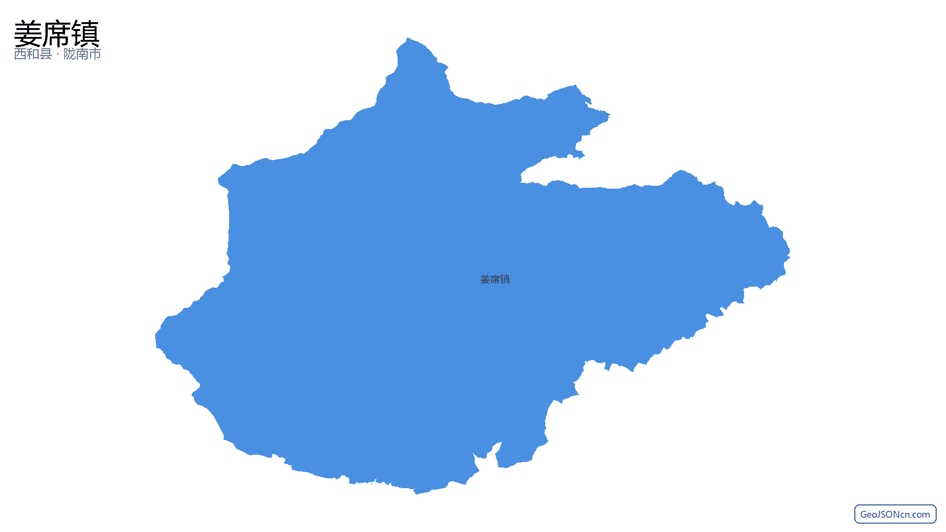 姜席镇行政区划边界地图（西和县·陇南市）,提供GeoJSON、SHP矢量边界数据下载及高清地图大图(PNG/JPG) - GeoJSONcn.com