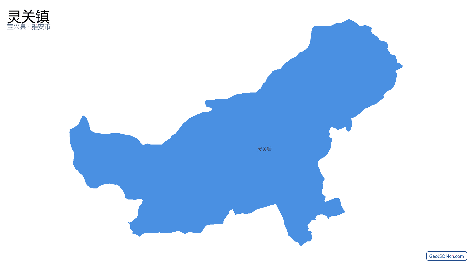 灵关镇行政区划边界地图（宝兴县·雅安市）,提供GeoJSON、SHP矢量边界数据下载及高清地图大图(PNG/JPG) - GeoJSONcn.com