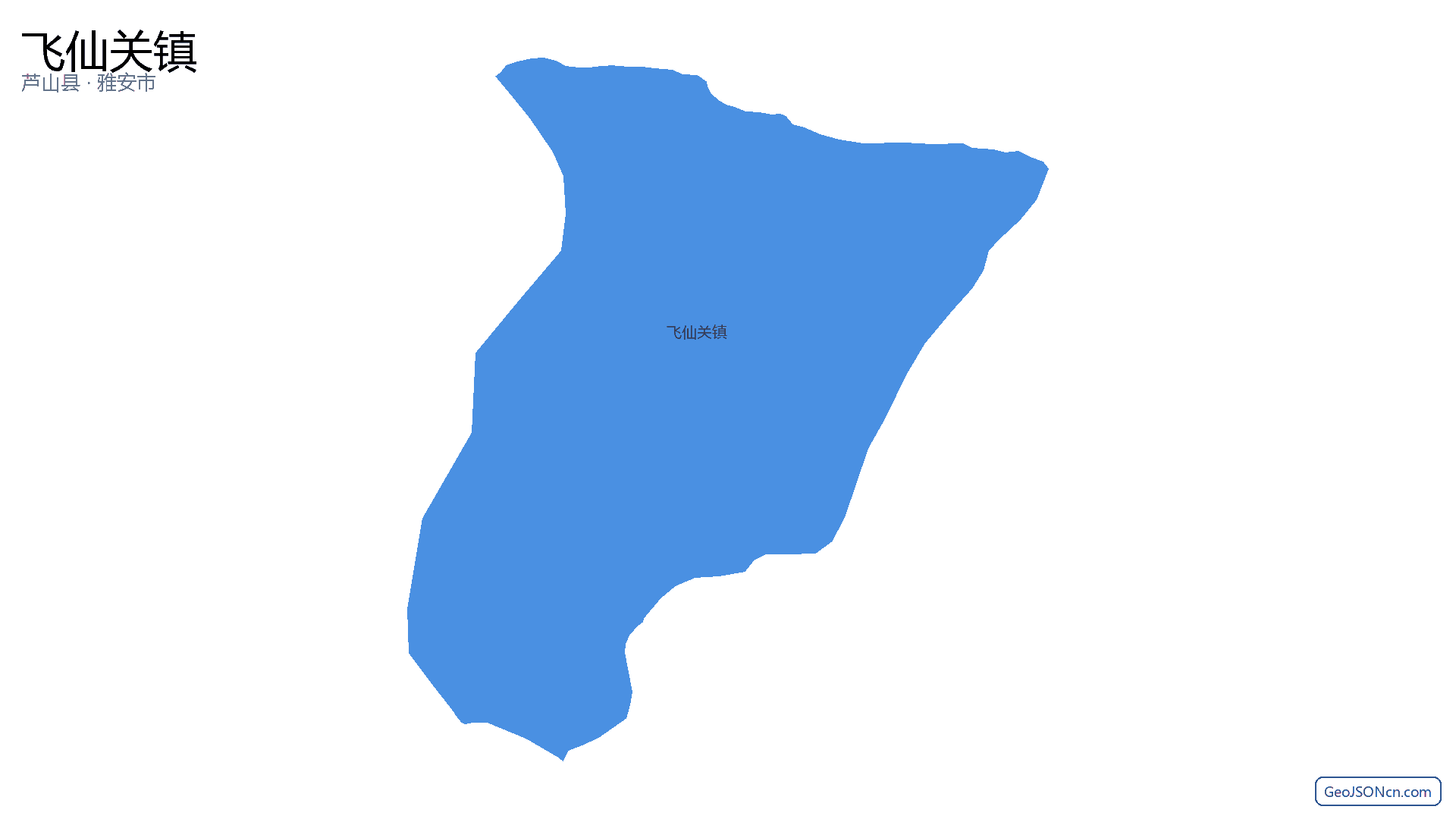 飞仙关镇行政区划边界地图（芦山县·雅安市）,提供GeoJSON、SHP矢量边界数据下载及高清地图大图(PNG/JPG) - GeoJSONcn.com