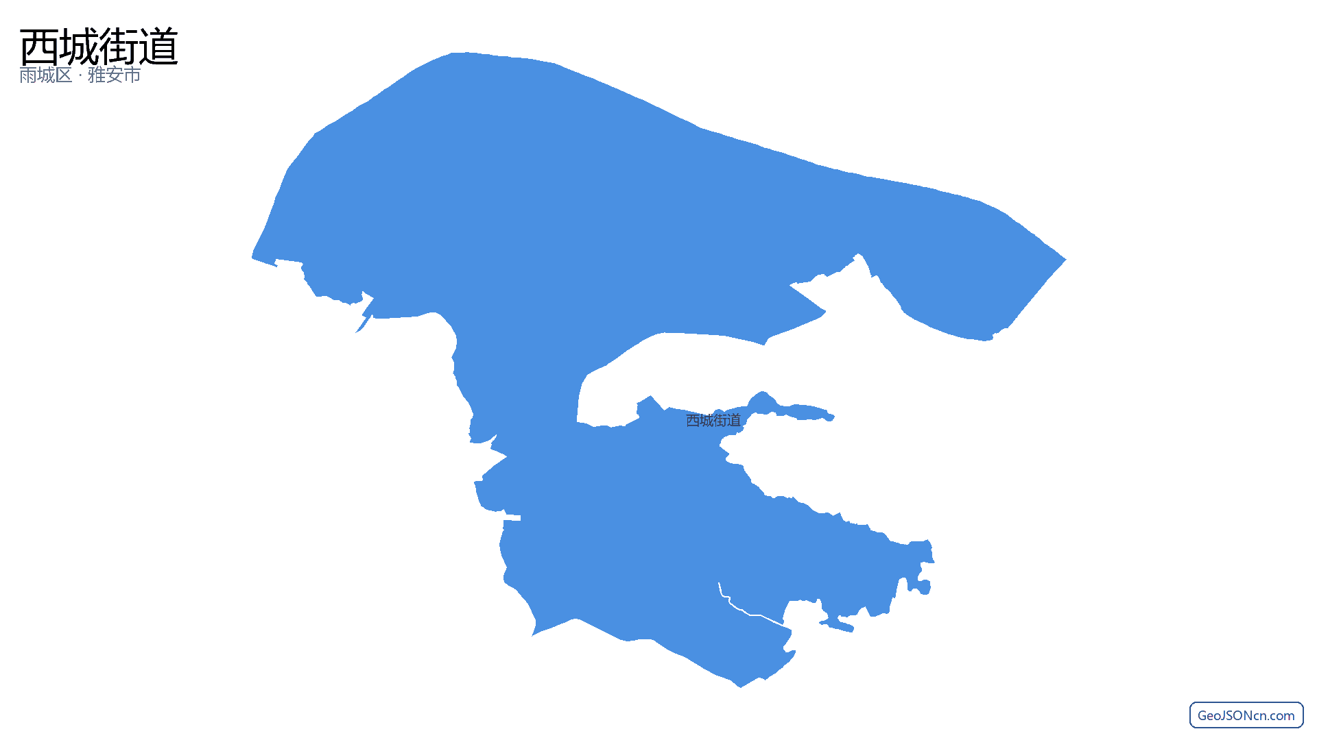 西城街道行政区划边界地图（雨城区·雅安市）,提供GeoJSON、SHP矢量边界数据下载及高清地图大图(PNG/JPG) - GeoJSONcn.com