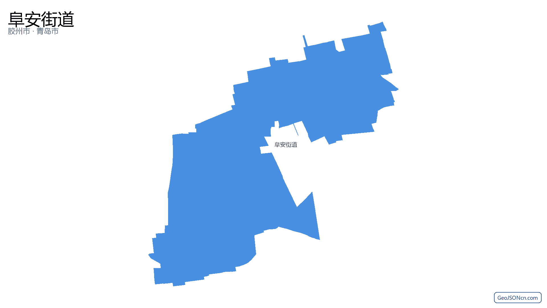 阜安街道行政区划边界地图（胶州市·青岛市）,提供GeoJSON、SHP矢量边界数据下载及高清地图大图(PNG/JPG) - GeoJSONcn.com