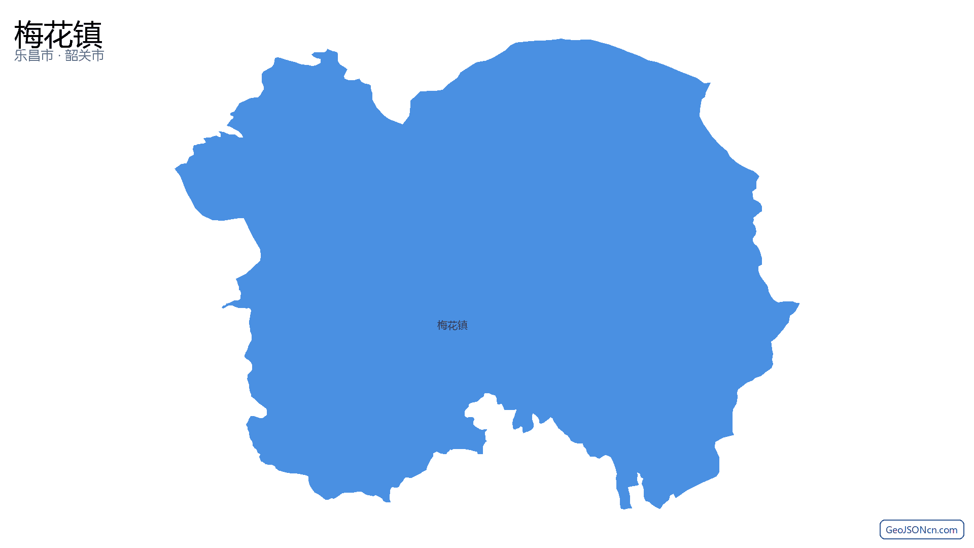 梅花镇行政区划边界地图（乐昌市·韶关市）,提供GeoJSON、SHP矢量边界数据下载及高清地图大图(PNG/JPG) - GeoJSONcn.com
