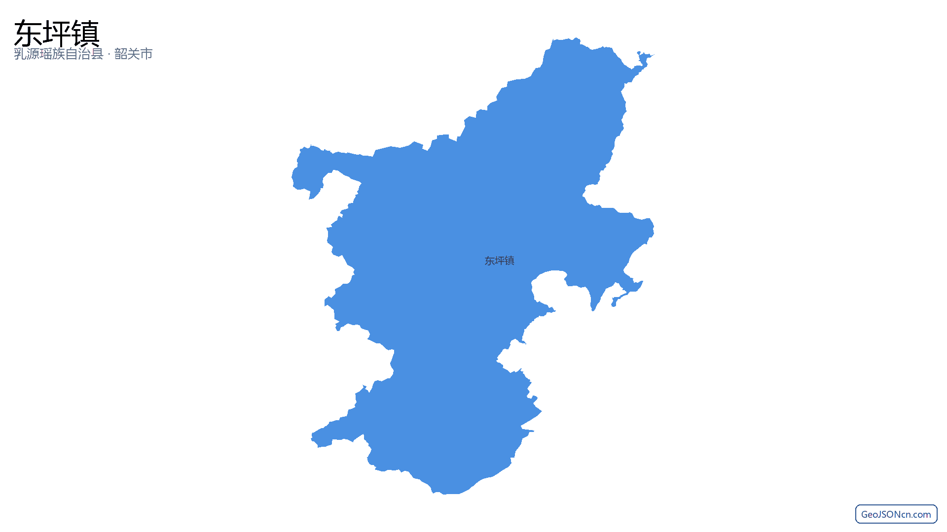 东坪镇行政区划边界地图（乳源瑶族自治县·韶关市）,提供GeoJSON、SHP矢量边界数据下载及高清地图大图(PNG/JPG) - GeoJSONcn.com