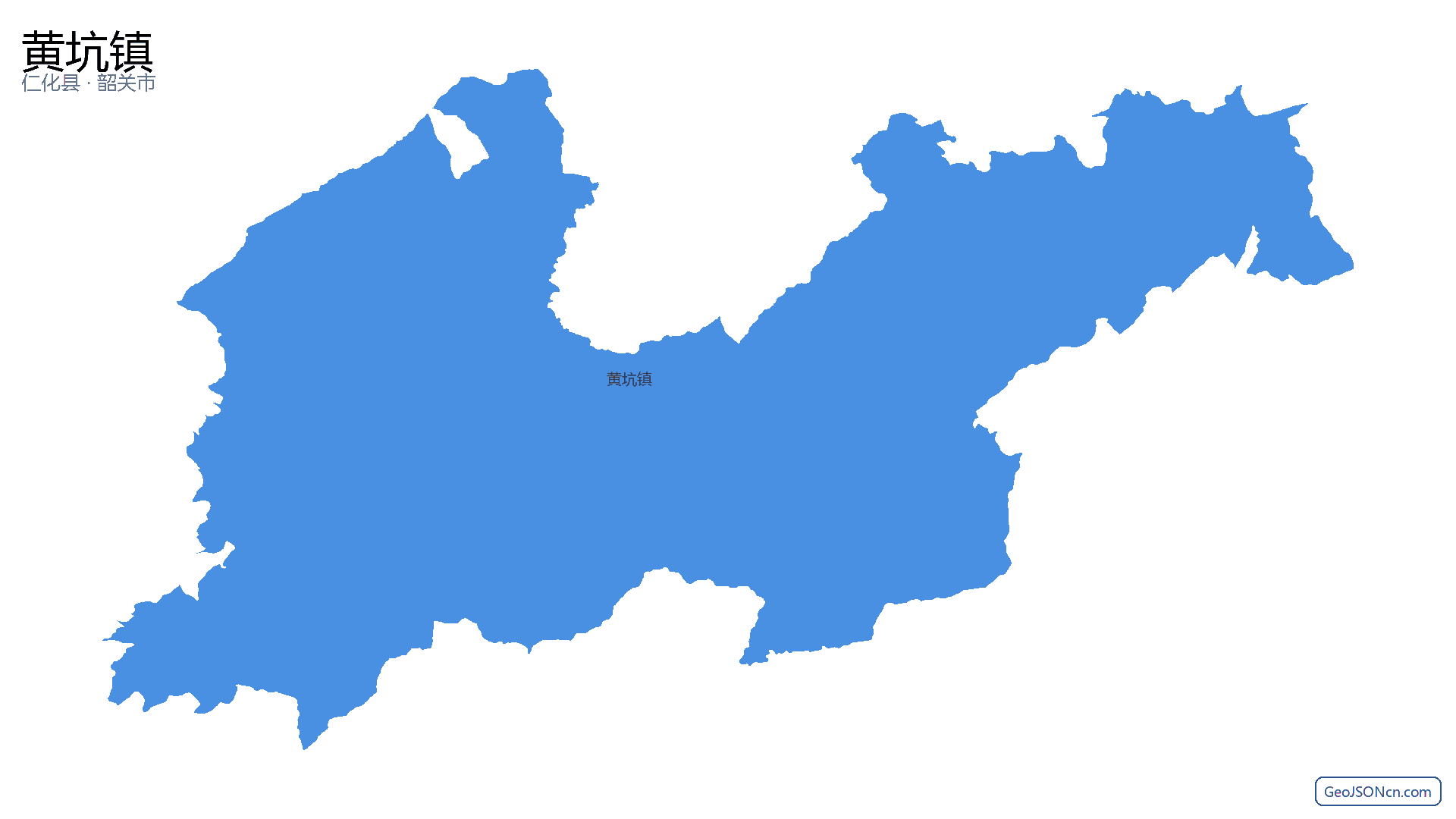 黄坑镇行政区划边界地图（仁化县·韶关市）,提供GeoJSON、SHP矢量边界数据下载及高清地图大图(PNG/JPG) - GeoJSONcn.com