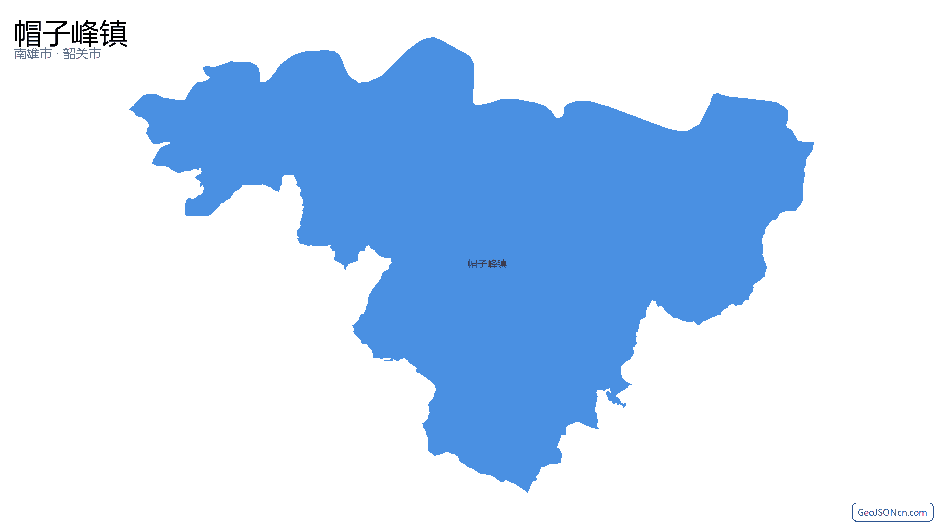 帽子峰镇行政区划边界地图（南雄市·韶关市）,提供GeoJSON、SHP矢量边界数据下载及高清地图大图(PNG/JPG) - GeoJSONcn.com