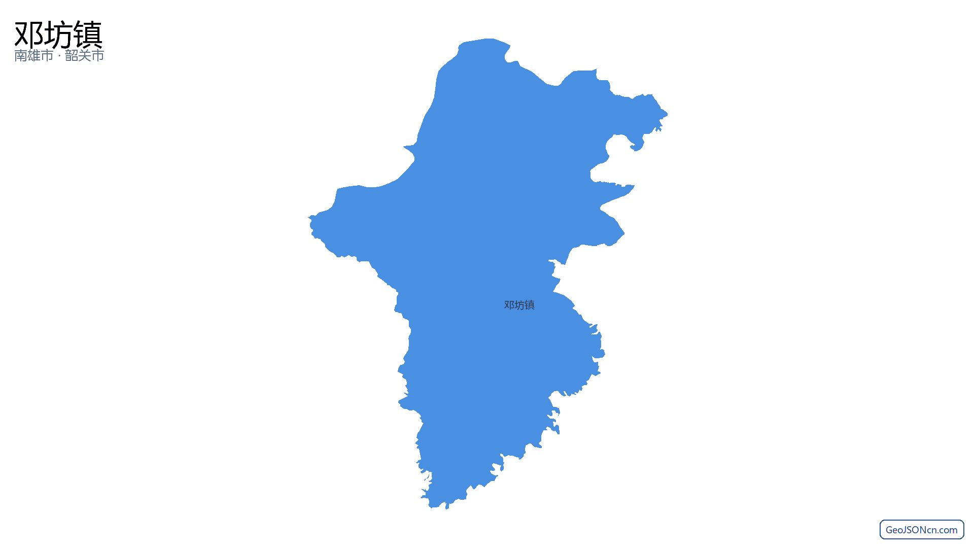 邓坊镇行政区划边界地图（南雄市·韶关市）,提供GeoJSON、SHP矢量边界数据下载及高清地图大图(PNG/JPG) - GeoJSONcn.com