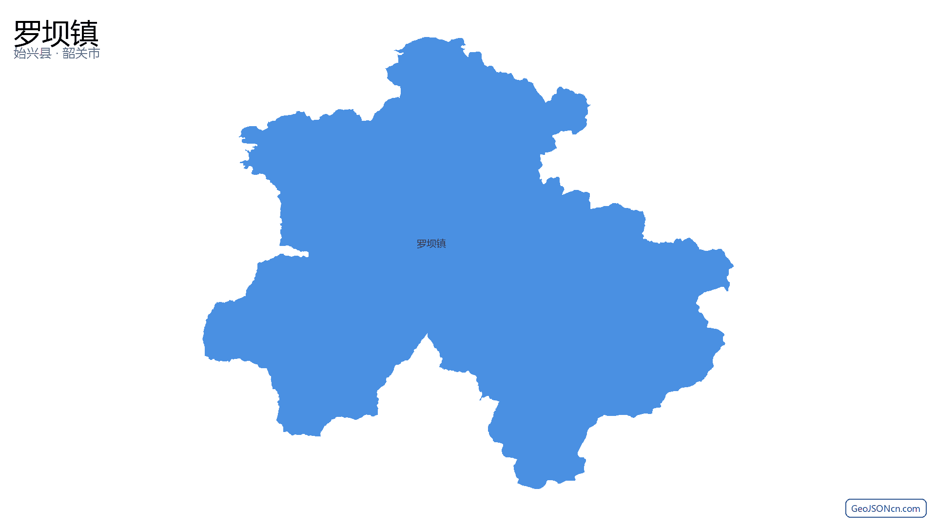 罗坝镇行政区划边界地图(始兴县·韶关市),提供GeoJSON、SHP矢量边界数据下载及高清地图大图(PNG/JPG) - GeoJSONcn.com