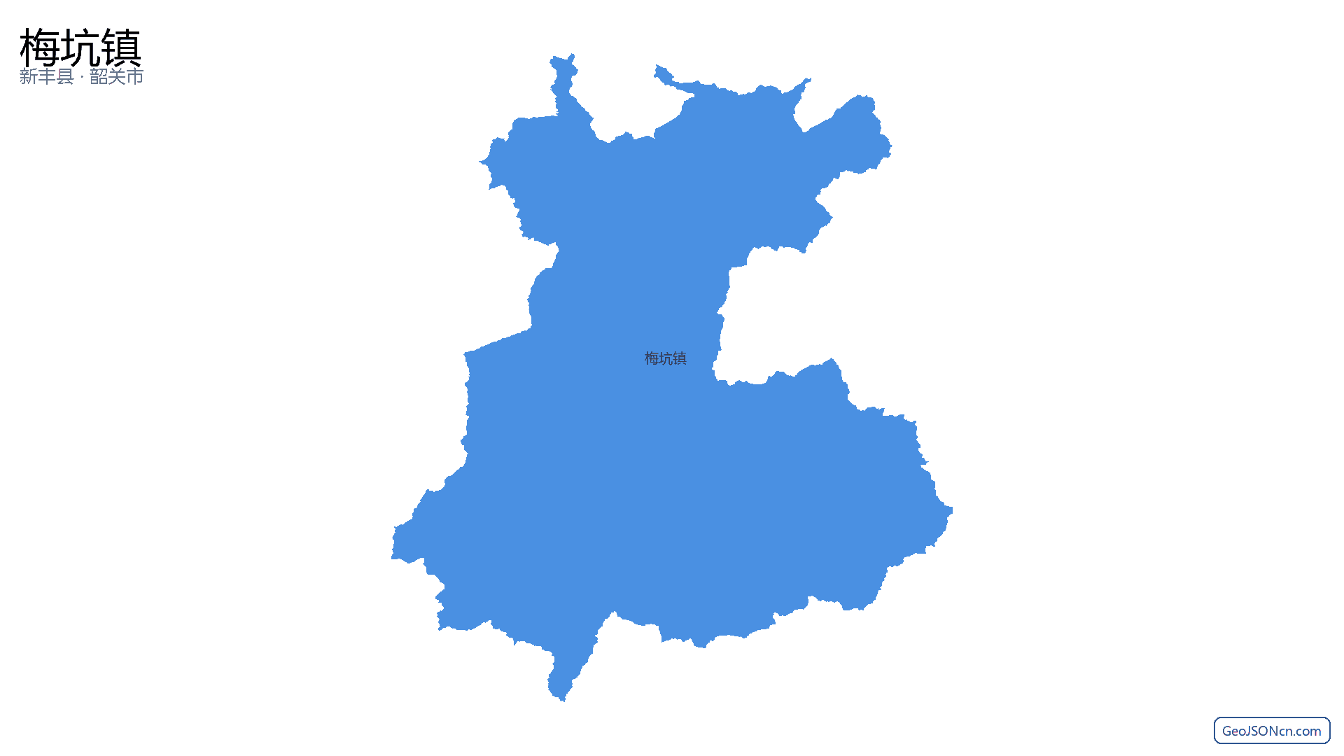 梅坑镇行政区划边界地图(新丰县·韶关市),提供GeoJSON、SHP矢量边界数据下载及高清地图大图(PNG/JPG) - GeoJSONcn.com