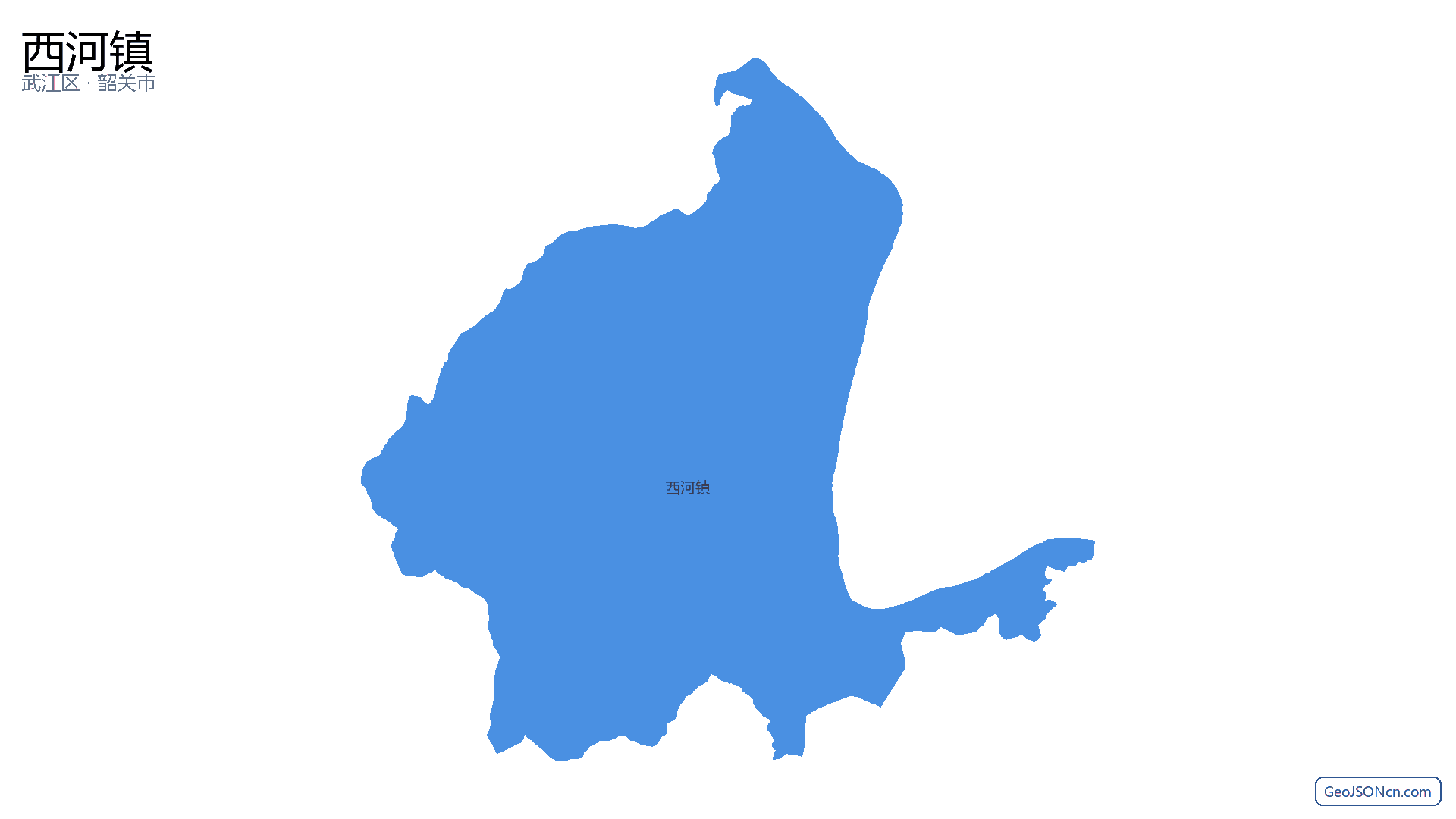 西河镇行政区划边界地图（武江区·韶关市）,提供GeoJSON、SHP矢量边界数据下载及高清地图大图(PNG/JPG) - GeoJSONcn.com