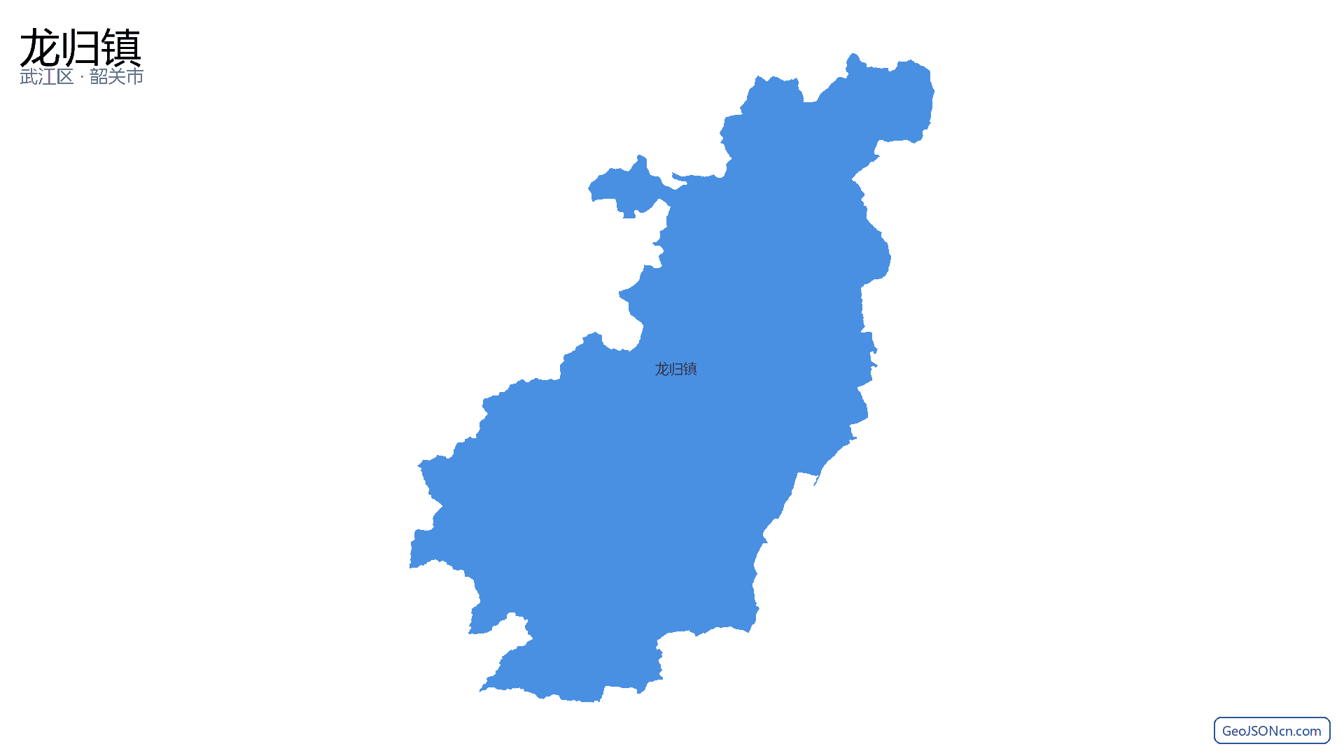 龙归镇行政区划边界地图（武江区·韶关市）,提供GeoJSON、SHP矢量边界数据下载及高清地图大图(PNG/JPG) - GeoJSONcn.com