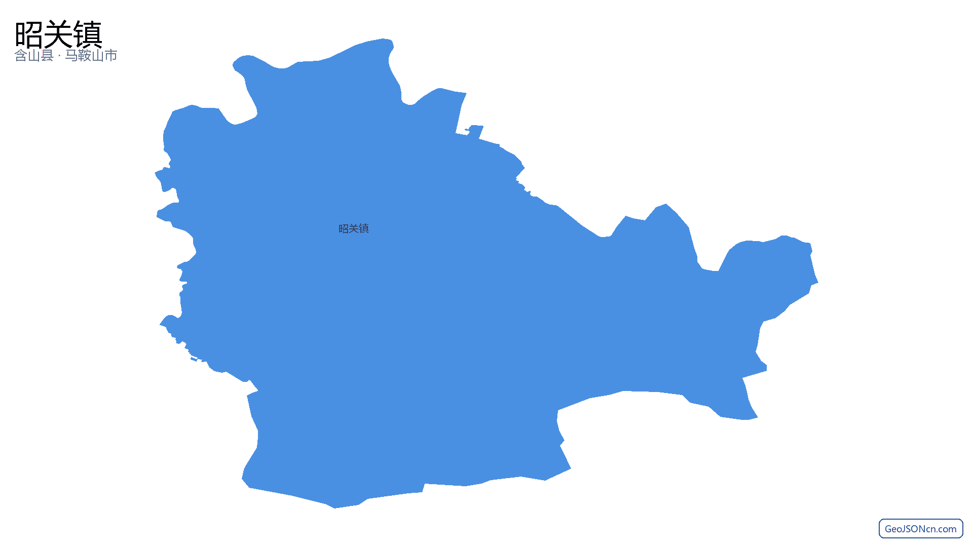 昭关镇行政区划边界地图（含山县·马鞍山市）,提供GeoJSON、SHP矢量边界数据下载及高清地图大图(PNG/JPG) - GeoJSONcn.com