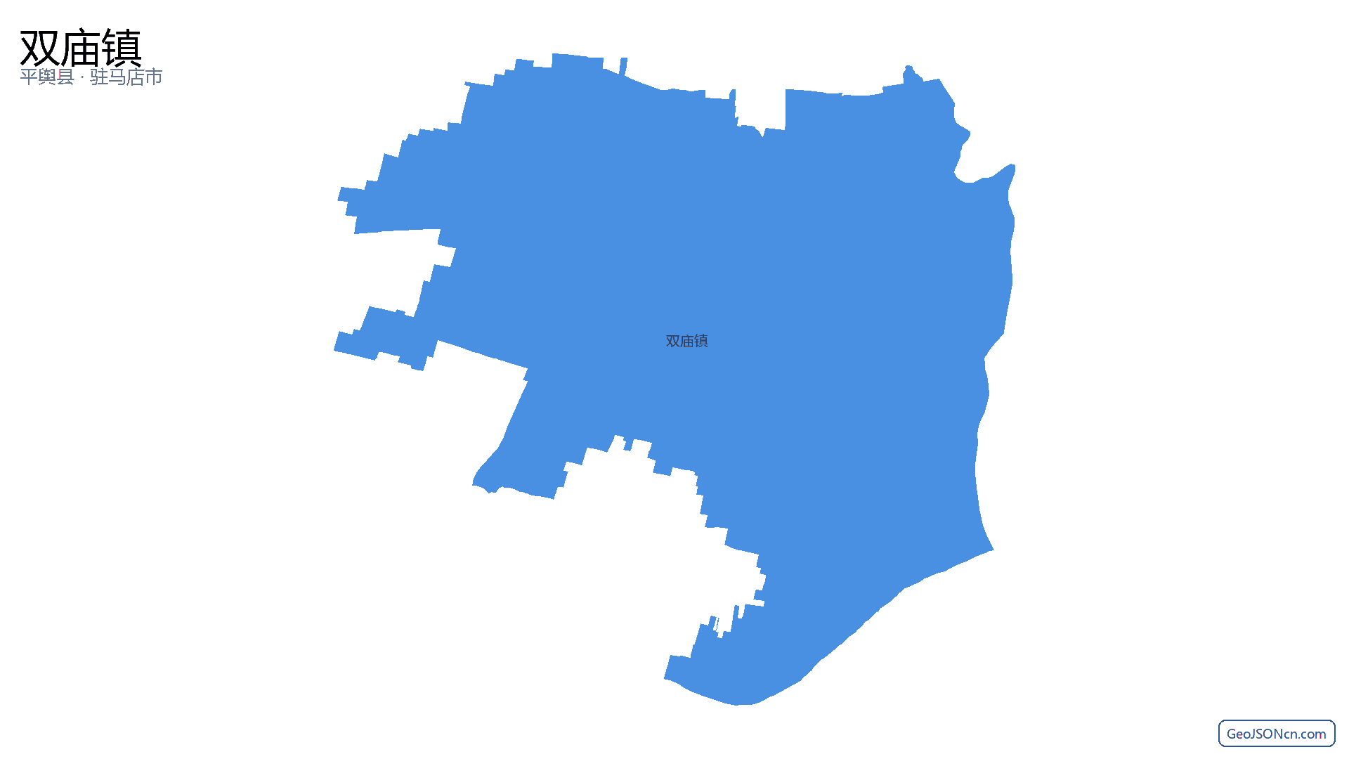 双庙镇行政区划边界地图（平舆县·驻马店市）,提供GeoJSON、SHP矢量边界数据下载及高清地图大图(PNG/JPG) - GeoJSONcn.com
