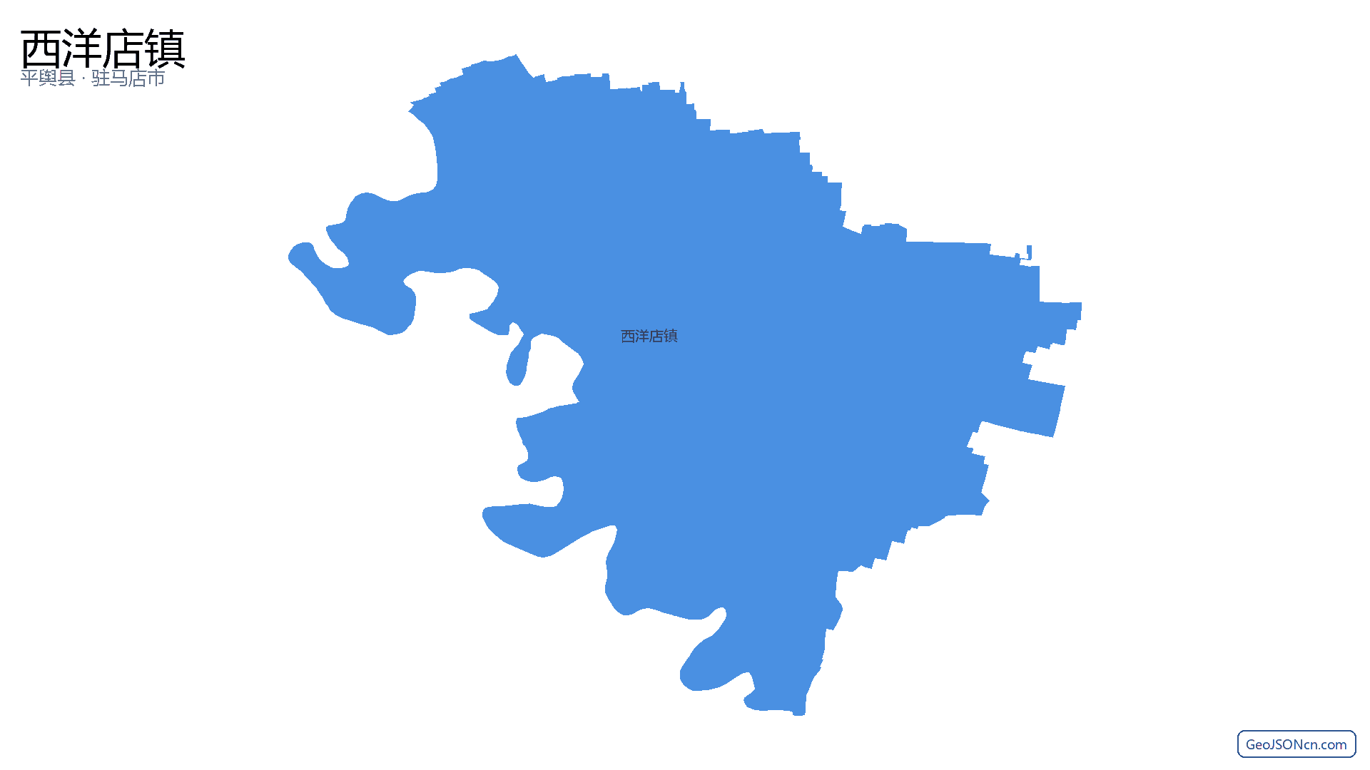 西洋店镇行政区划边界地图（平舆县·驻马店市）,提供GeoJSON、SHP矢量边界数据下载及高清地图大图(PNG/JPG) - GeoJSONcn.com