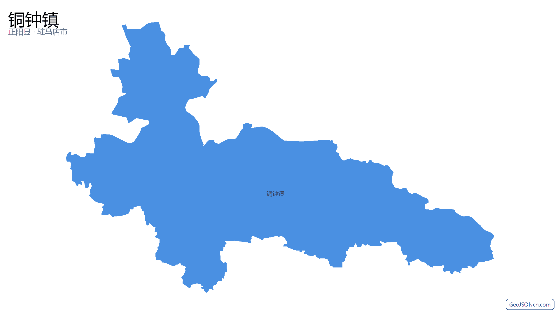 铜钟镇行政区划边界地图(正阳县·驻马店市),提供GeoJSON、SHP矢量边界数据下载及高清地图大图(PNG/JPG) - GeoJSONcn.com