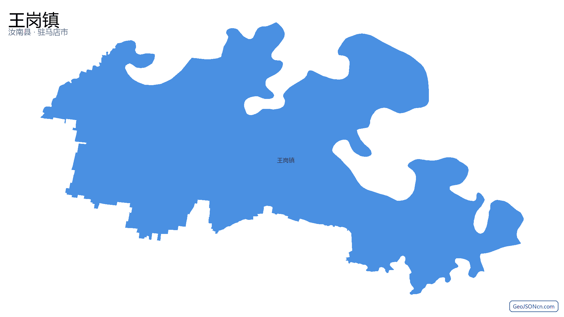 王岗镇行政区划边界地图（汝南县·驻马店市）,提供GeoJSON、SHP矢量边界数据下载及高清地图大图(PNG/JPG) - GeoJSONcn.com