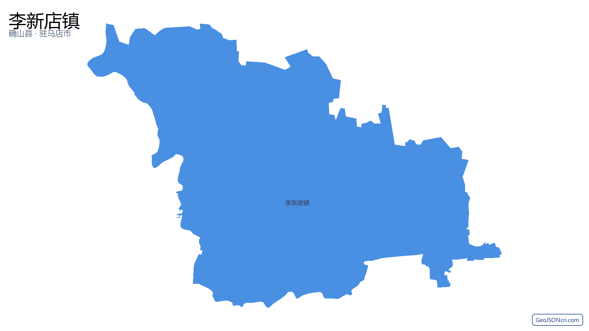 李新店镇行政区划边界地图（确山县·驻马店市）,提供GeoJSON、SHP矢量边界数据下载及高清地图大图(PNG/JPG) - GeoJSONcn.com