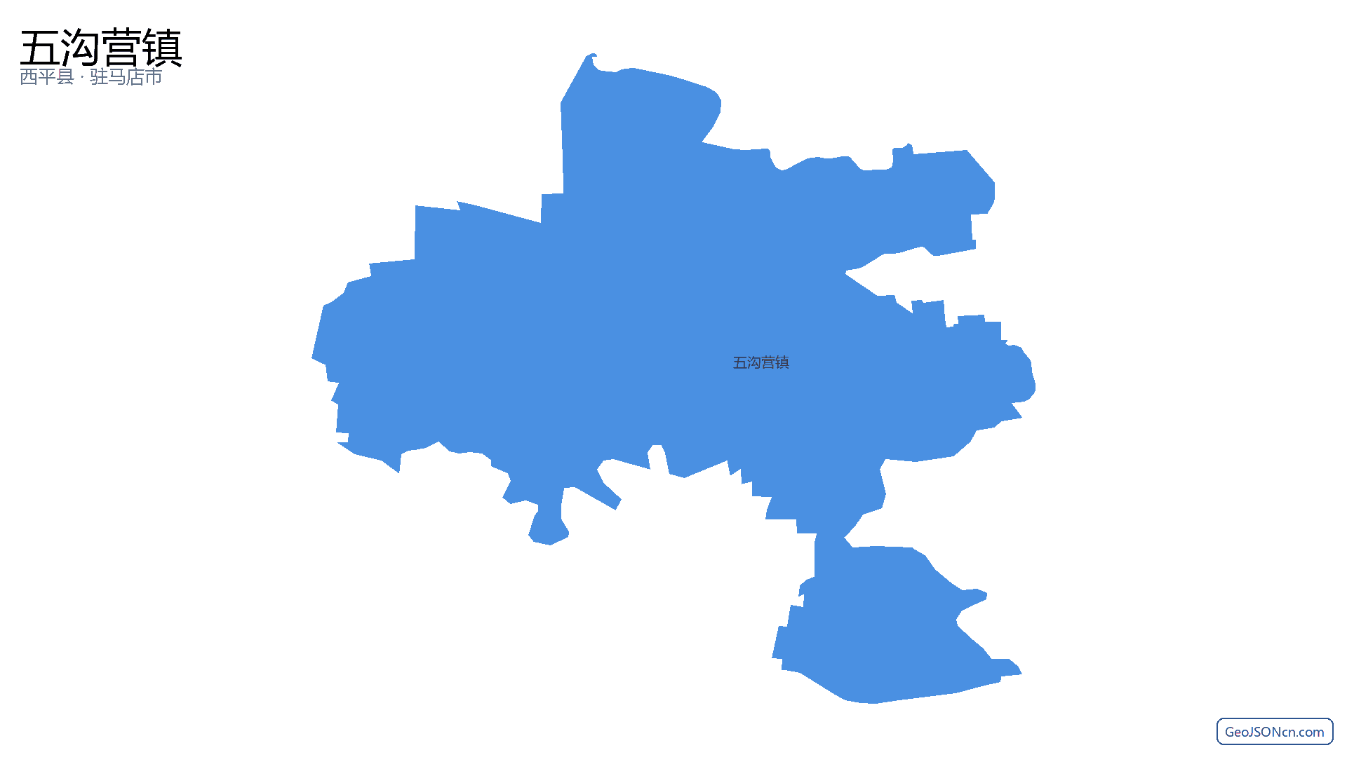 五沟营镇行政区划边界地图(西平县·驻马店市),提供GeoJSON、SHP矢量边界数据下载及高清地图大图(PNG/JPG) - GeoJSONcn.com