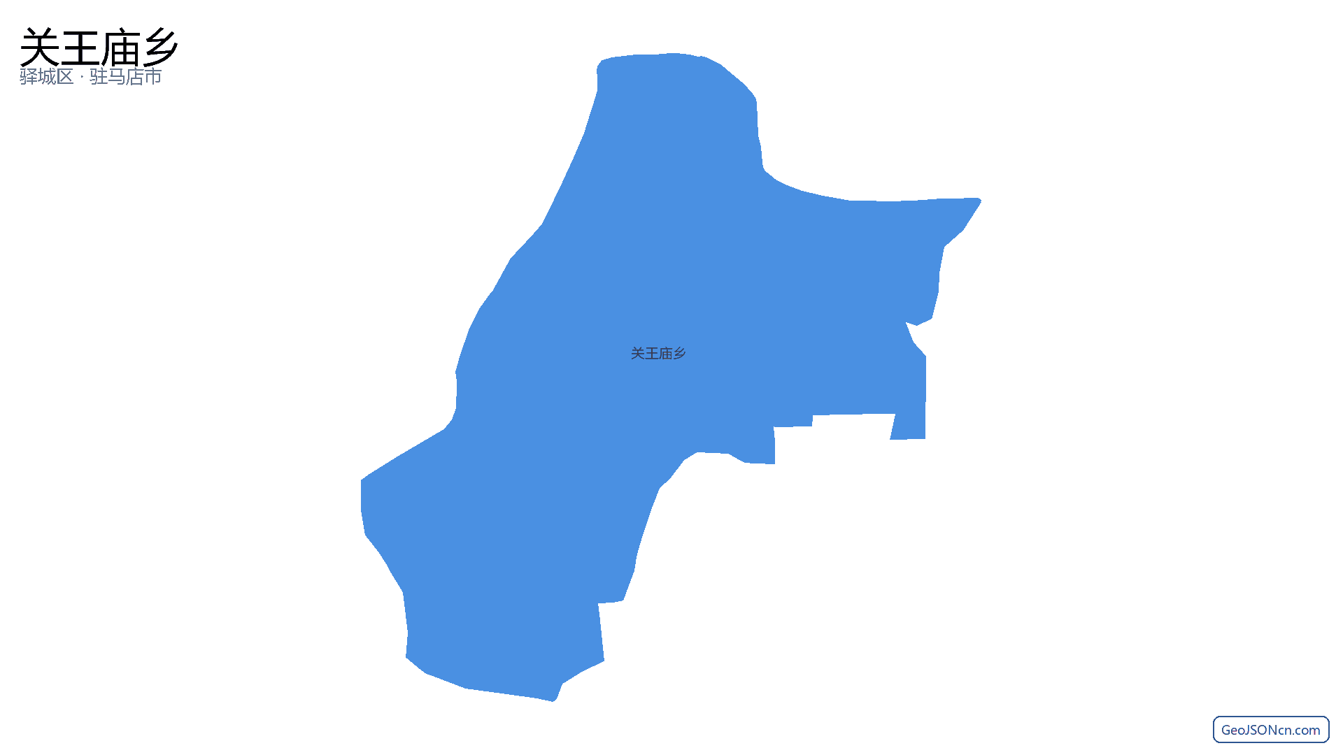关王庙乡行政区划边界地图(驿城区·驻马店市),提供GeoJSON、SHP矢量边界数据下载及高清地图大图(PNG/JPG) - GeoJSONcn.com