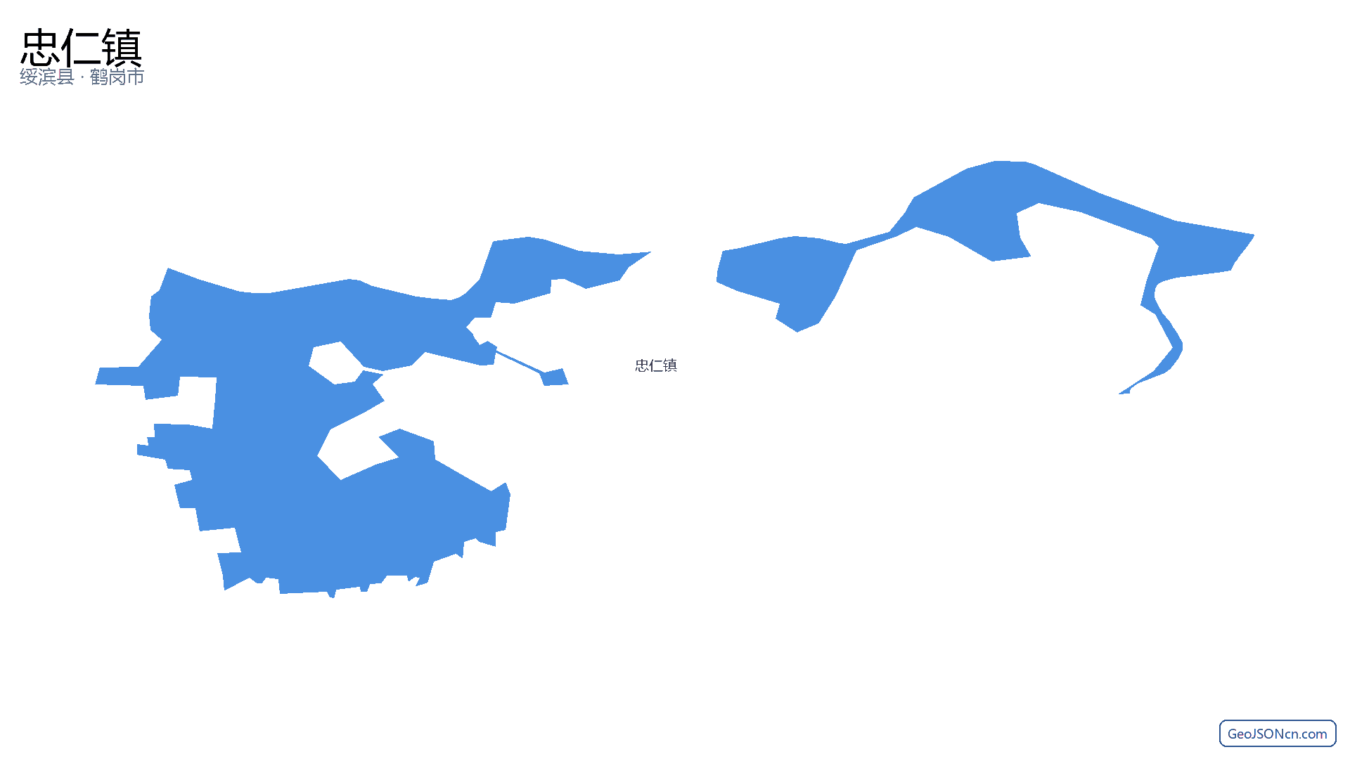 忠仁镇行政区划边界地图(绥滨县·鹤岗市),提供GeoJSON、SHP矢量边界数据下载及高清地图大图(PNG/JPG) - GeoJSONcn.com