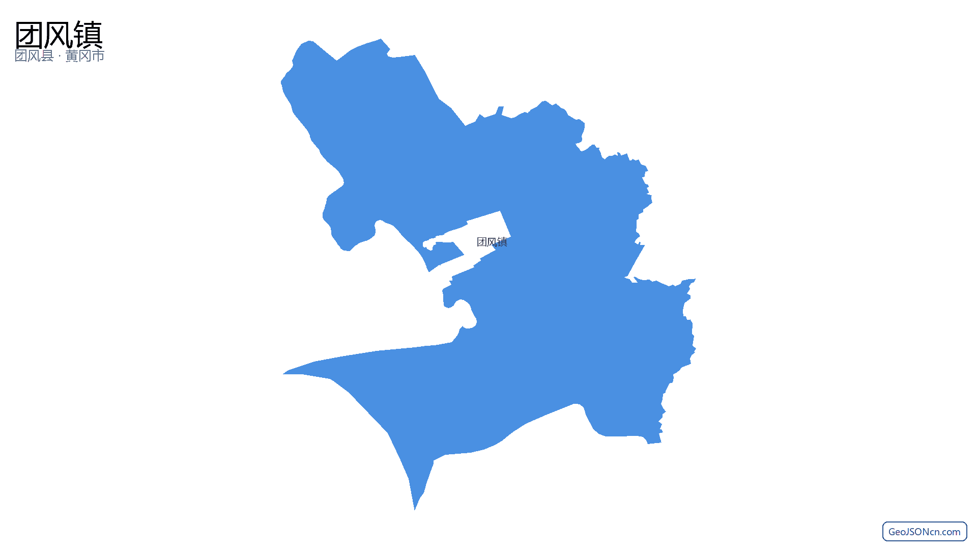 团风镇行政区划边界地图（团风县·黄冈市）,提供GeoJSON、SHP矢量边界数据下载及高清地图大图(PNG/JPG) - GeoJSONcn.com