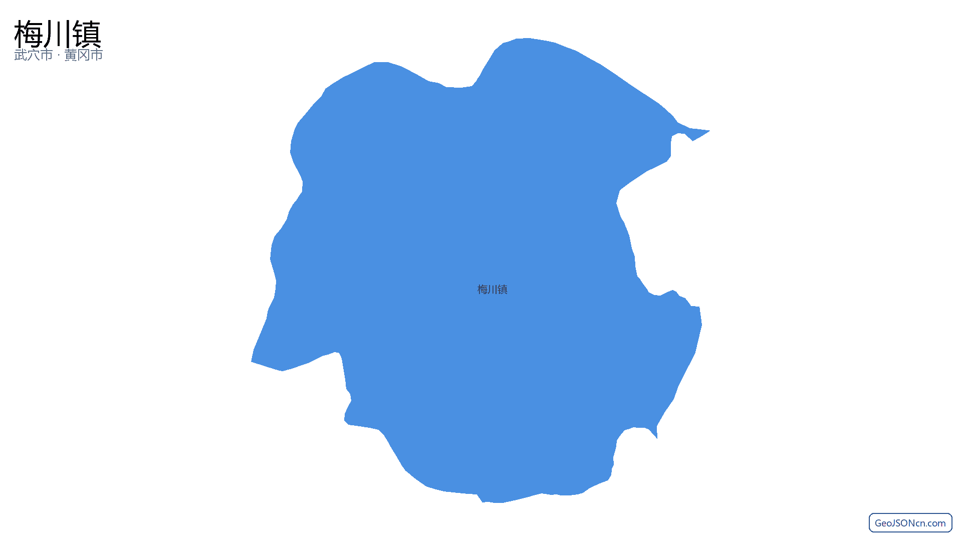 梅川镇行政区划边界地图（武穴市·黄冈市）,提供GeoJSON、SHP矢量边界数据下载及高清地图大图(PNG/JPG) - GeoJSONcn.com