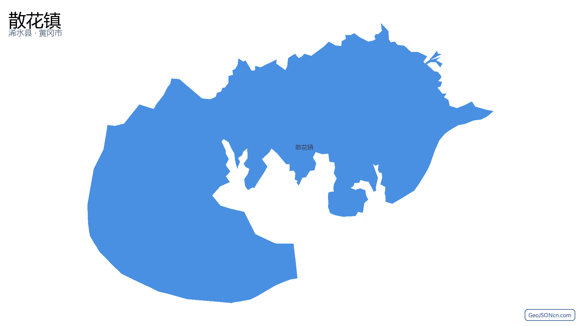 散花镇行政区划边界地图(浠水县·黄冈市),提供GeoJSON、SHP矢量边界数据下载及高清地图大图(PNG/JPG) - GeoJSONcn.com