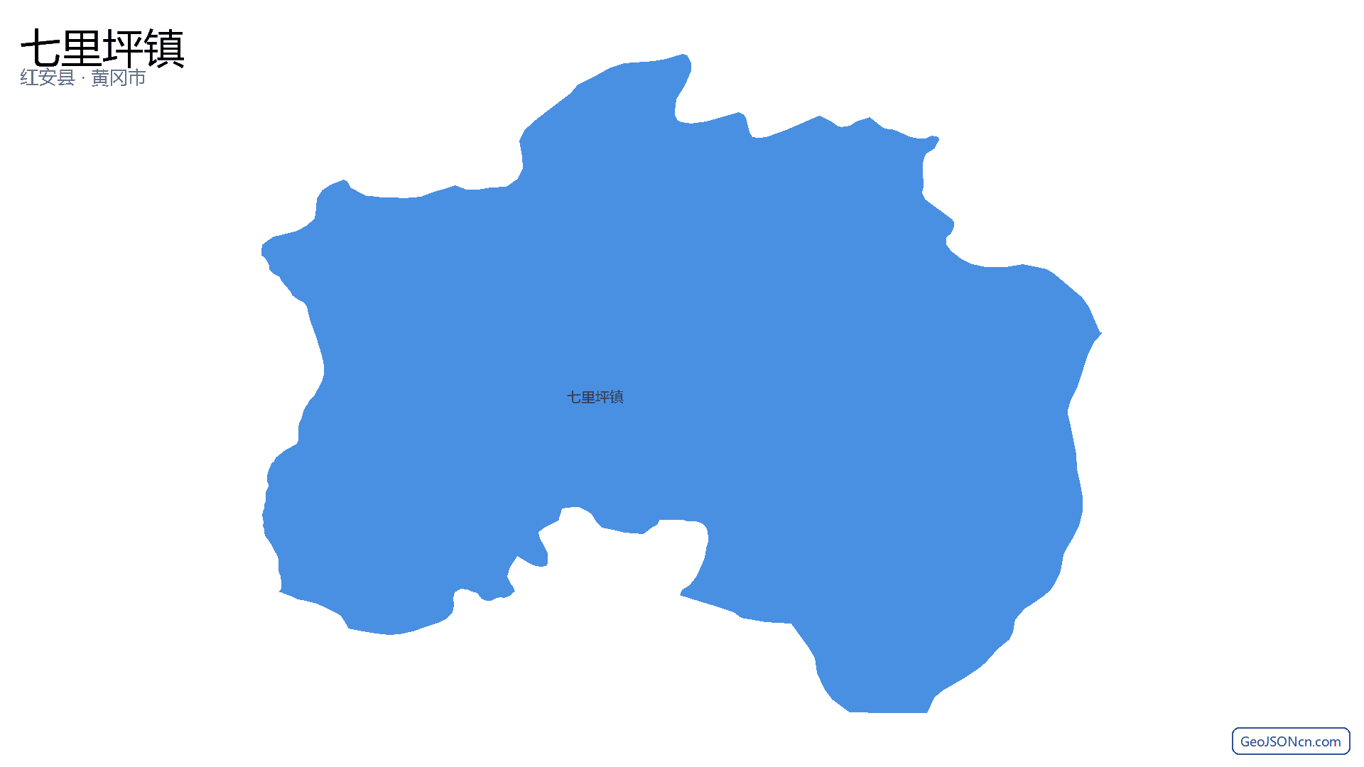 七里坪镇行政区划边界地图(红安县·黄冈市),提供GeoJSON、SHP矢量边界数据下载及高清地图大图(PNG/JPG) - GeoJSONcn.com