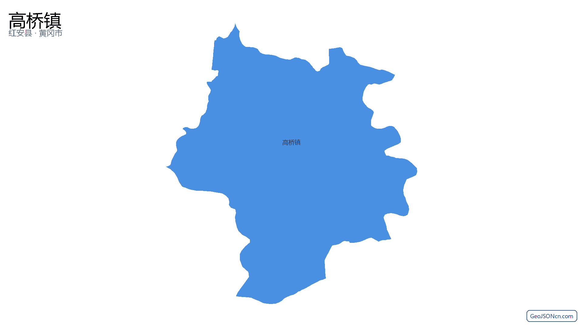 高桥镇行政区划边界地图（红安县·黄冈市）,提供GeoJSON、SHP矢量边界数据下载及高清地图大图(PNG/JPG) - GeoJSONcn.com