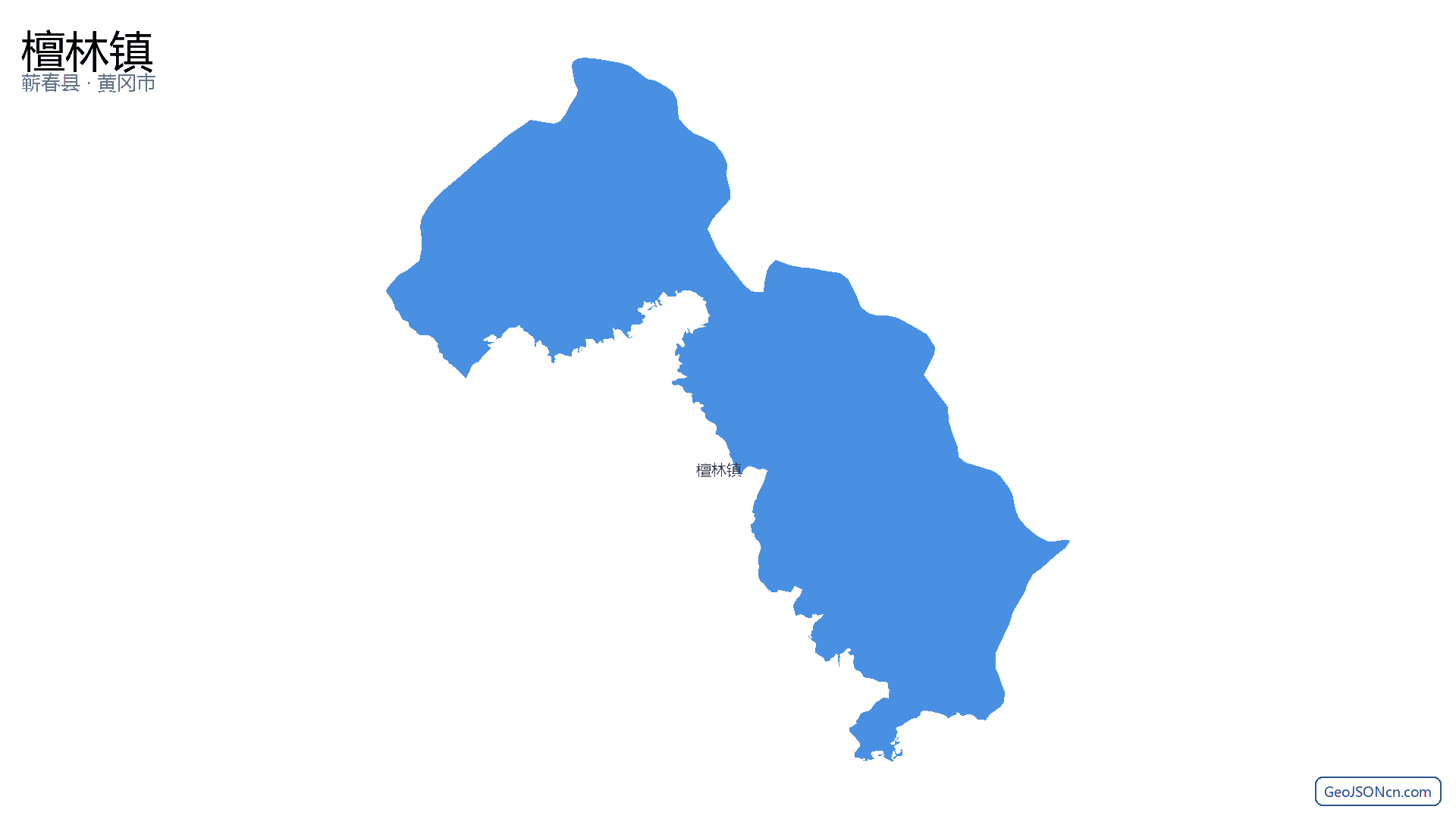 檀林镇行政区划边界地图(蕲春县·黄冈市),提供GeoJSON、SHP矢量边界数据下载及高清地图大图(PNG/JPG) - GeoJSONcn.com