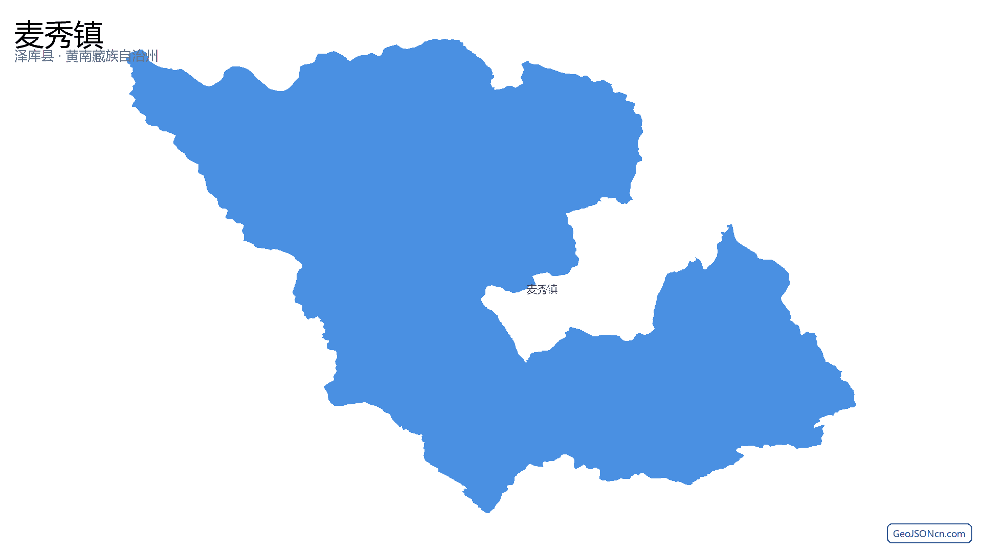 麦秀镇行政区划边界地图(泽库县·黄南藏族自治州),提供GeoJSON、SHP矢量边界数据下载及高清地图大图(PNG/JPG) - GeoJSONcn.com
