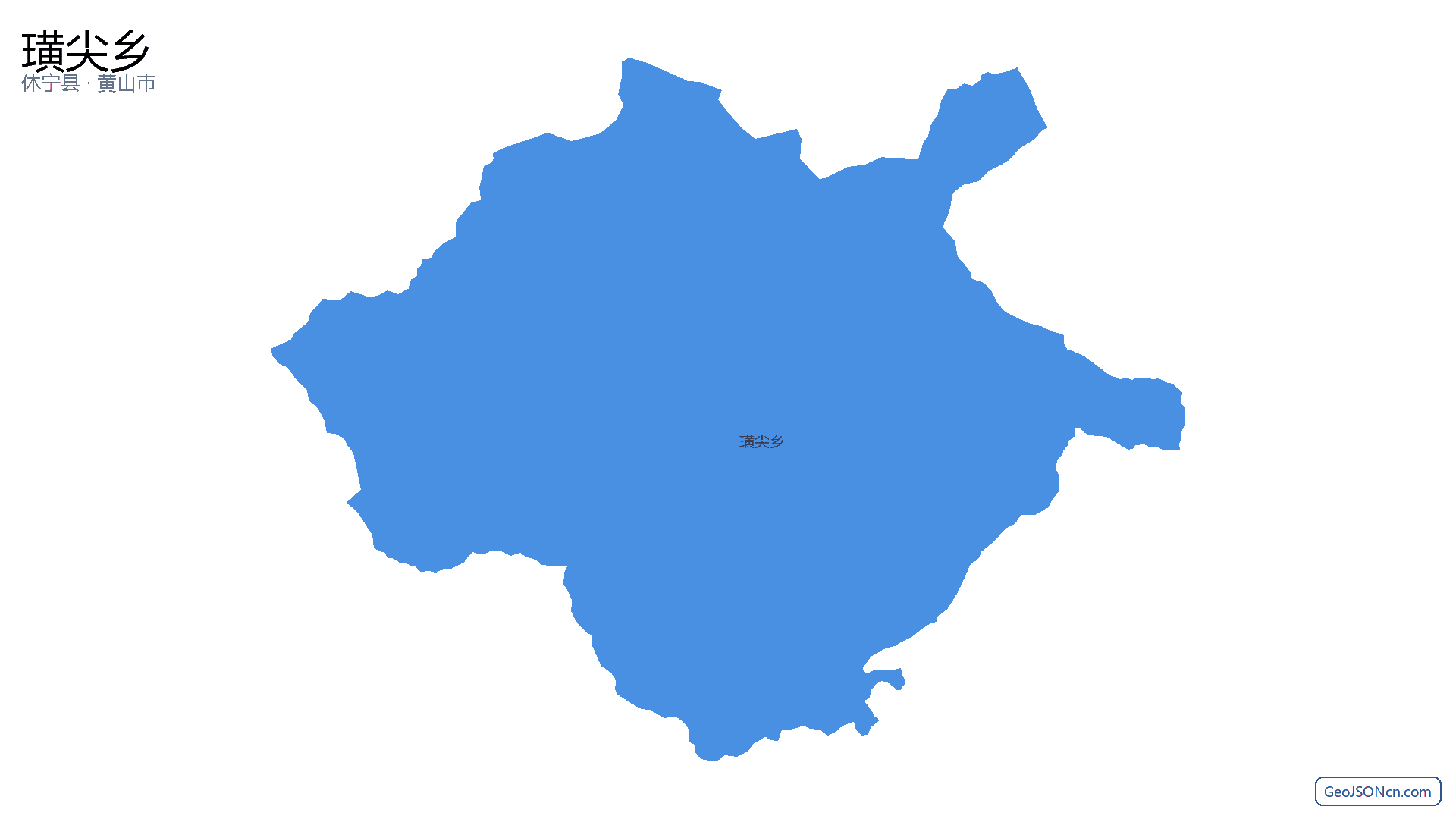 璜尖乡行政区划边界地图（休宁县·黄山市）,提供GeoJSON、SHP矢量边界数据下载及高清地图大图(PNG/JPG) - GeoJSONcn.com