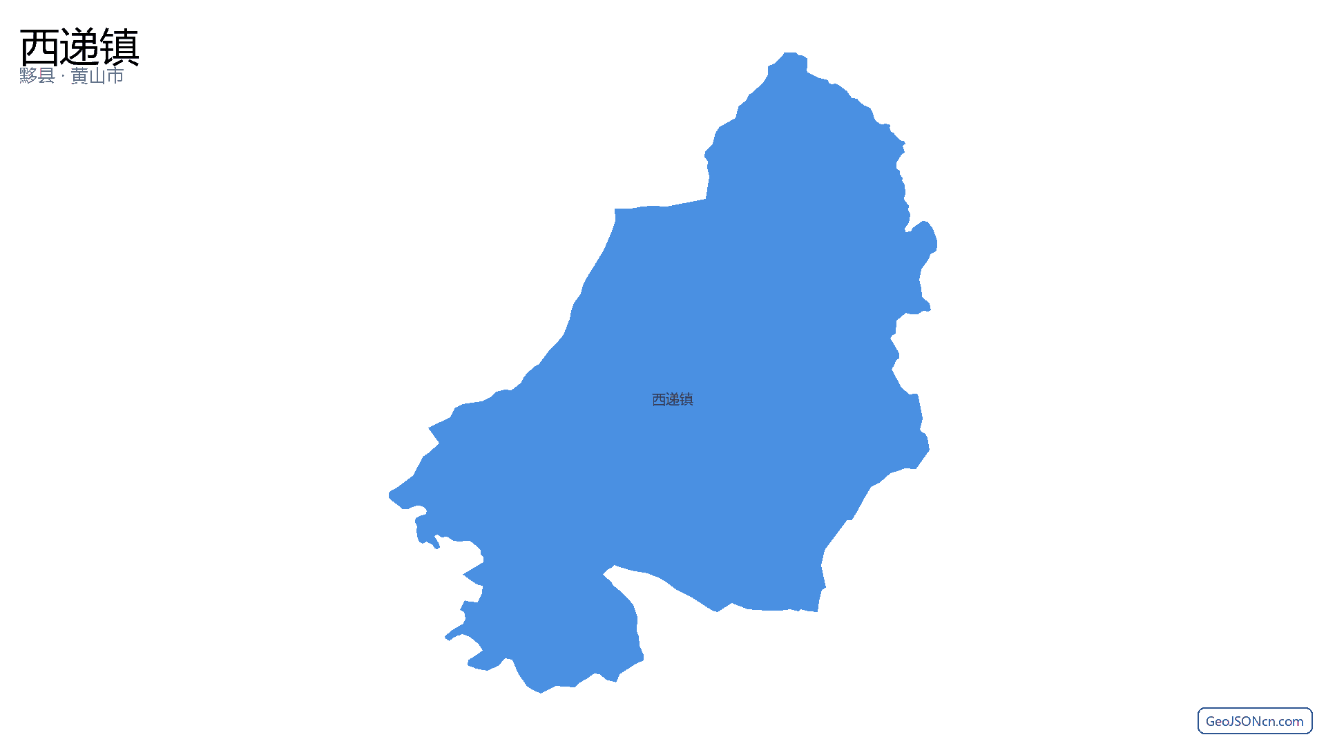 西递镇行政区划边界地图（黟县·黄山市）,提供GeoJSON、SHP矢量边界数据下载及高清地图大图(PNG/JPG) - GeoJSONcn.com