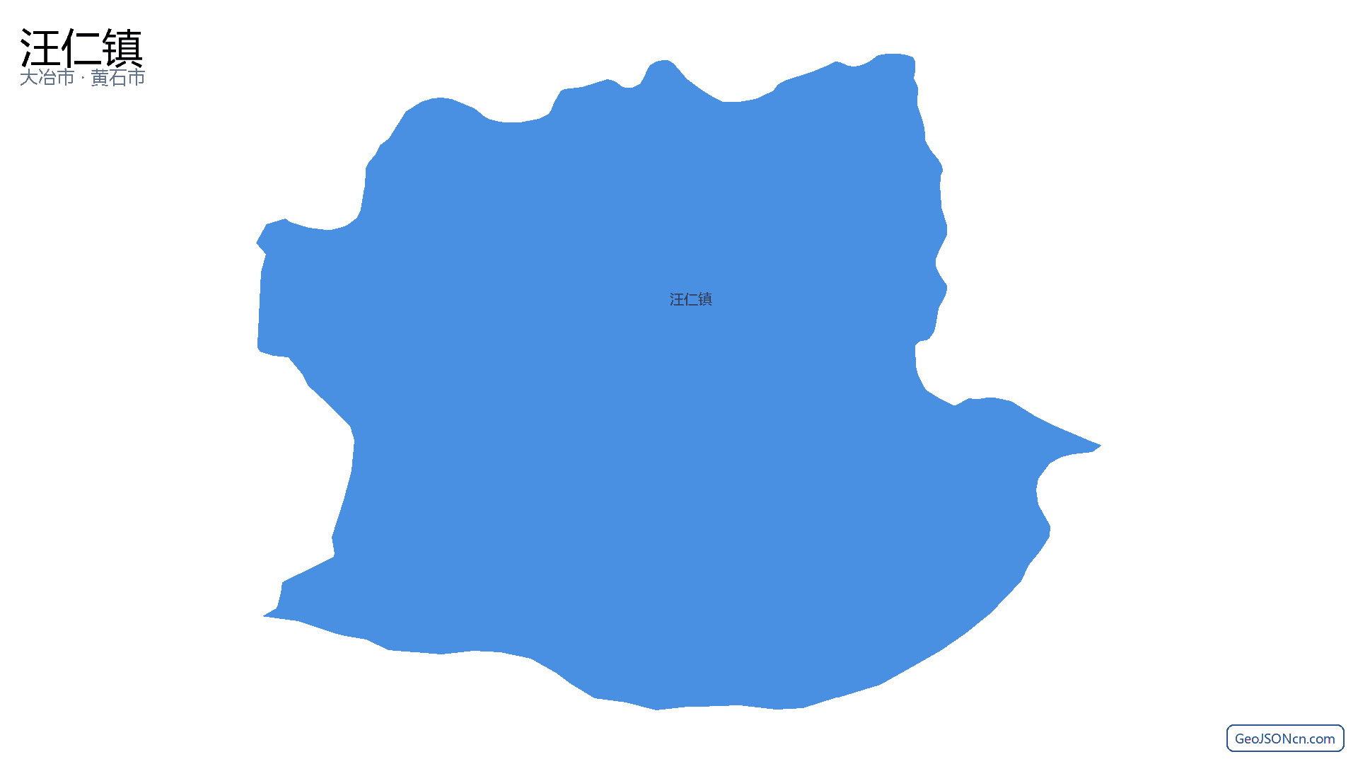 汪仁镇行政区划边界地图(大冶市·黄石市),提供GeoJSON、SHP矢量边界数据下载及高清地图大图(PNG/JPG) - GeoJSONcn.com