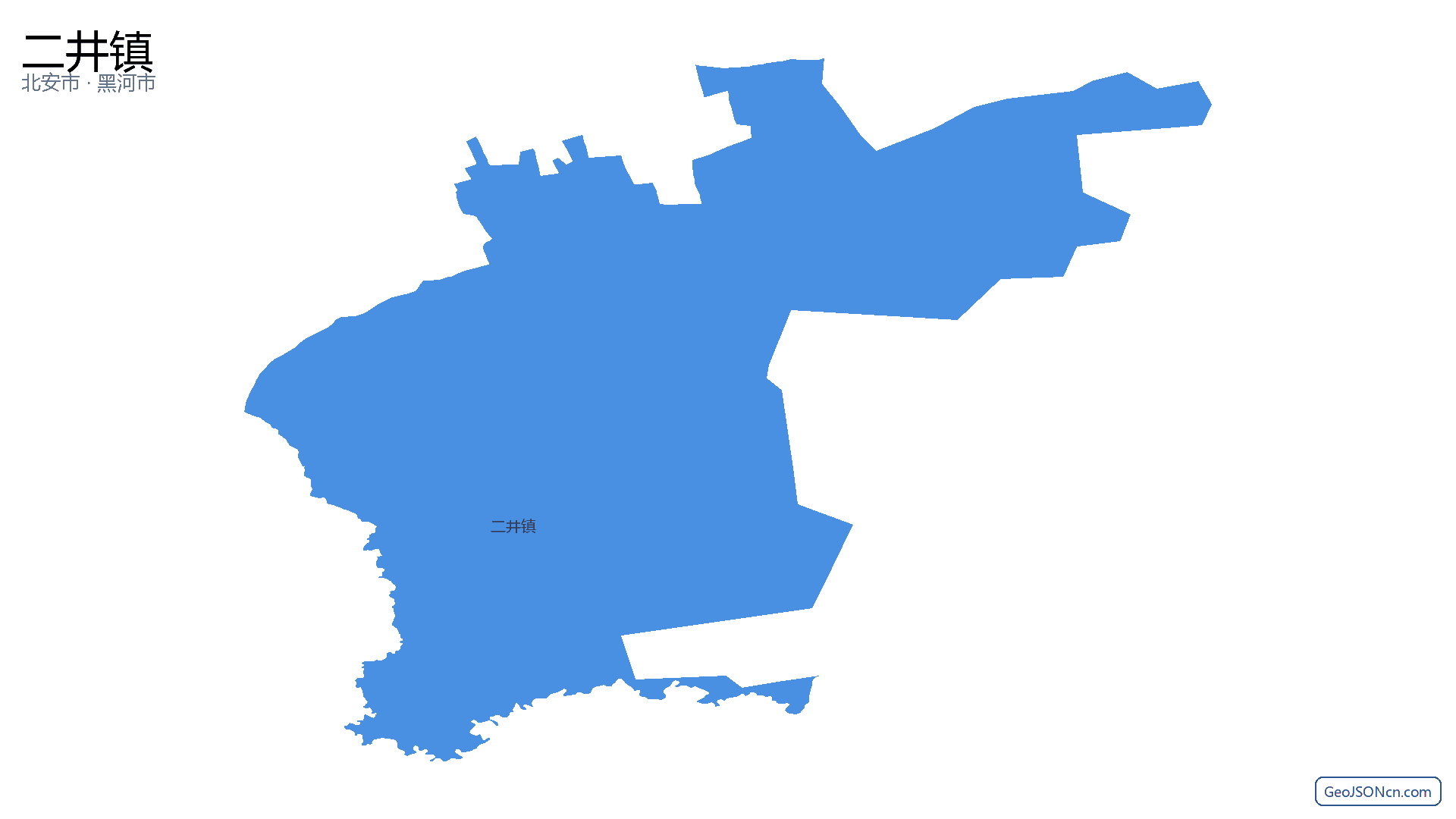 二井镇行政区划边界地图（北安市·黑河市）,提供GeoJSON、SHP矢量边界数据下载及高清地图大图(PNG/JPG) - GeoJSONcn.com