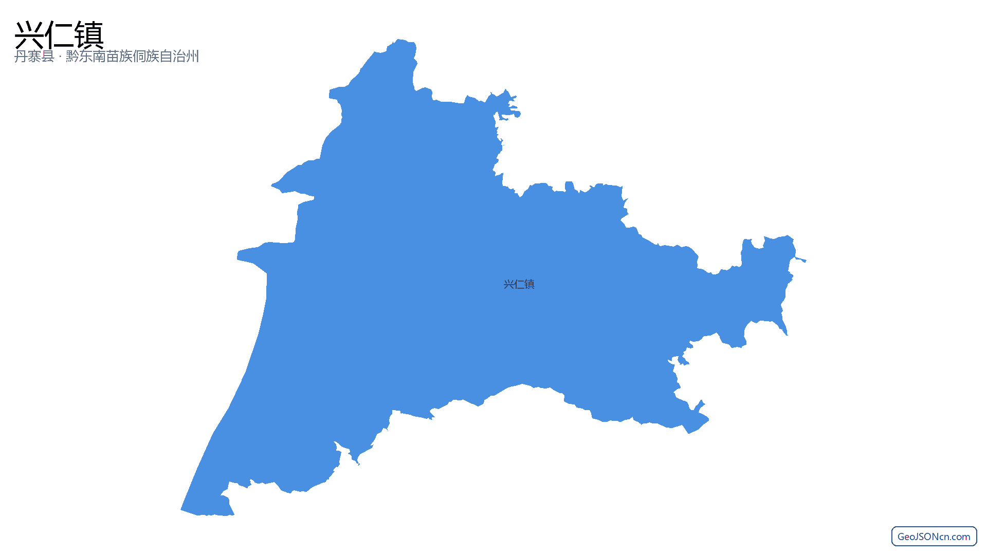 兴仁镇行政区划边界地图(丹寨县·黔东南苗族侗族自治州),提供GeoJSON、SHP矢量边界数据下载及高清地图大图(PNG/JPG) - GeoJSONcn.com