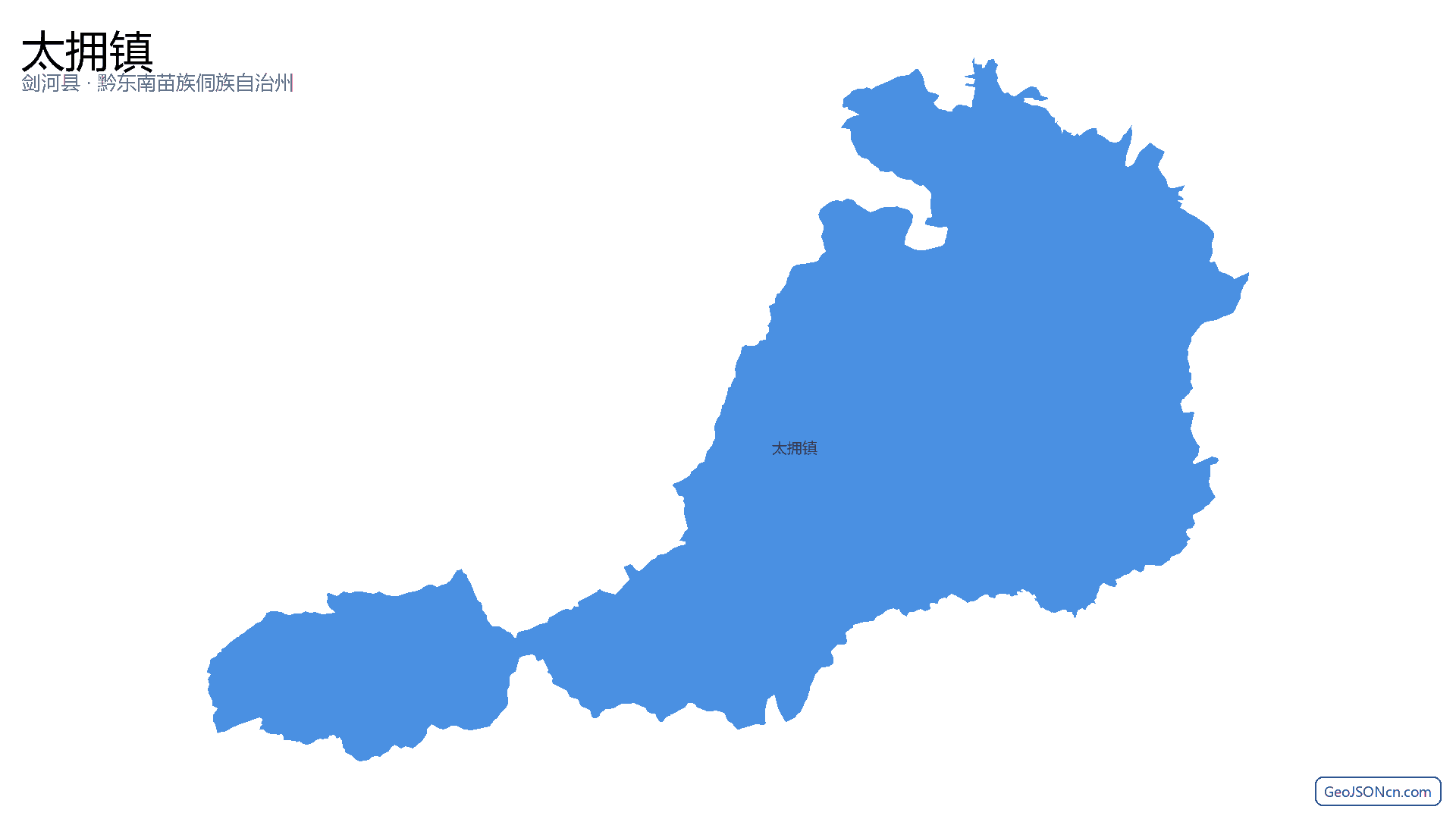 太拥镇行政区划边界地图（剑河县·黔东南苗族侗族自治州）,提供GeoJSON、SHP矢量边界数据下载及高清地图大图(PNG/JPG) - GeoJSONcn.com