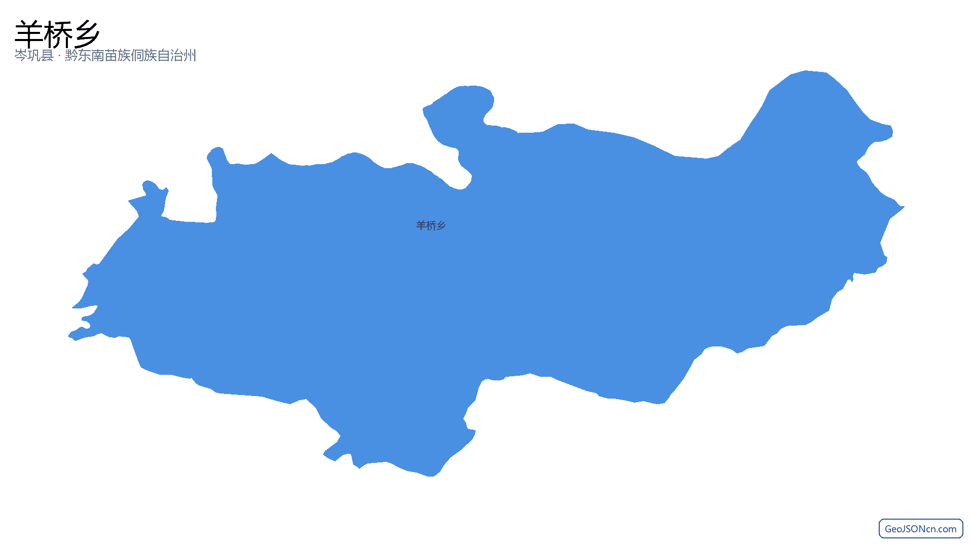 羊桥乡行政区划边界地图（岑巩县·黔东南苗族侗族自治州）,提供GeoJSON、SHP矢量边界数据下载及高清地图大图(PNG/JPG) - GeoJSONcn.com