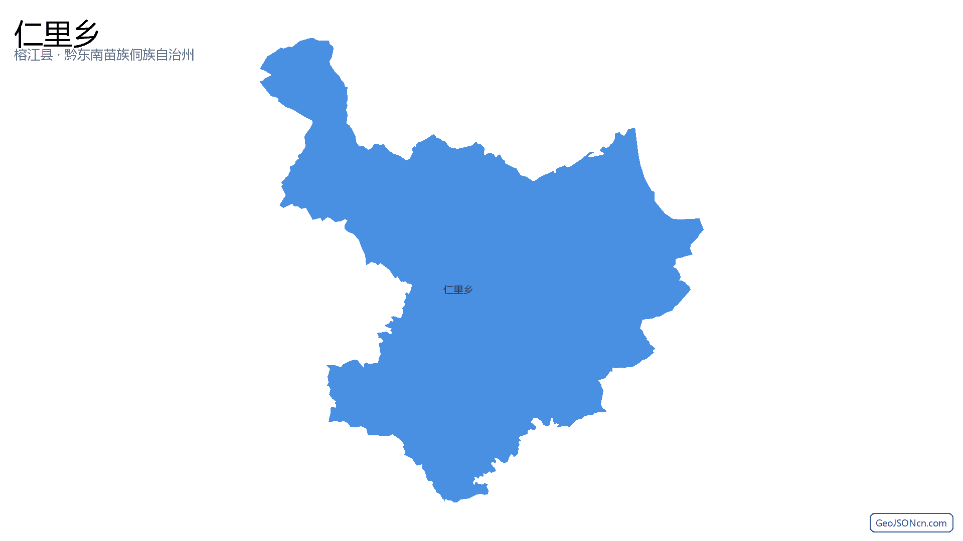 仁里乡行政区划边界地图（榕江县·黔东南苗族侗族自治州）,提供GeoJSON、SHP矢量边界数据下载及高清地图大图(PNG/JPG) - GeoJSONcn.com