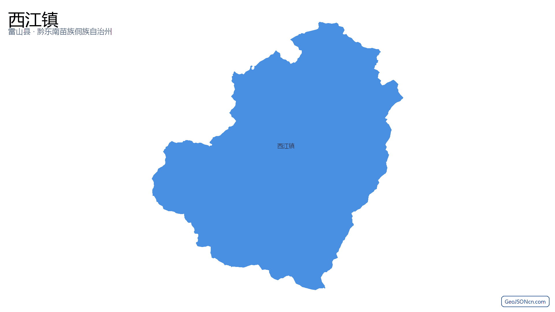 西江镇行政区划边界地图（雷山县·黔东南苗族侗族自治州）,提供GeoJSON、SHP矢量边界数据下载及高清地图大图(PNG/JPG) - GeoJSONcn.com