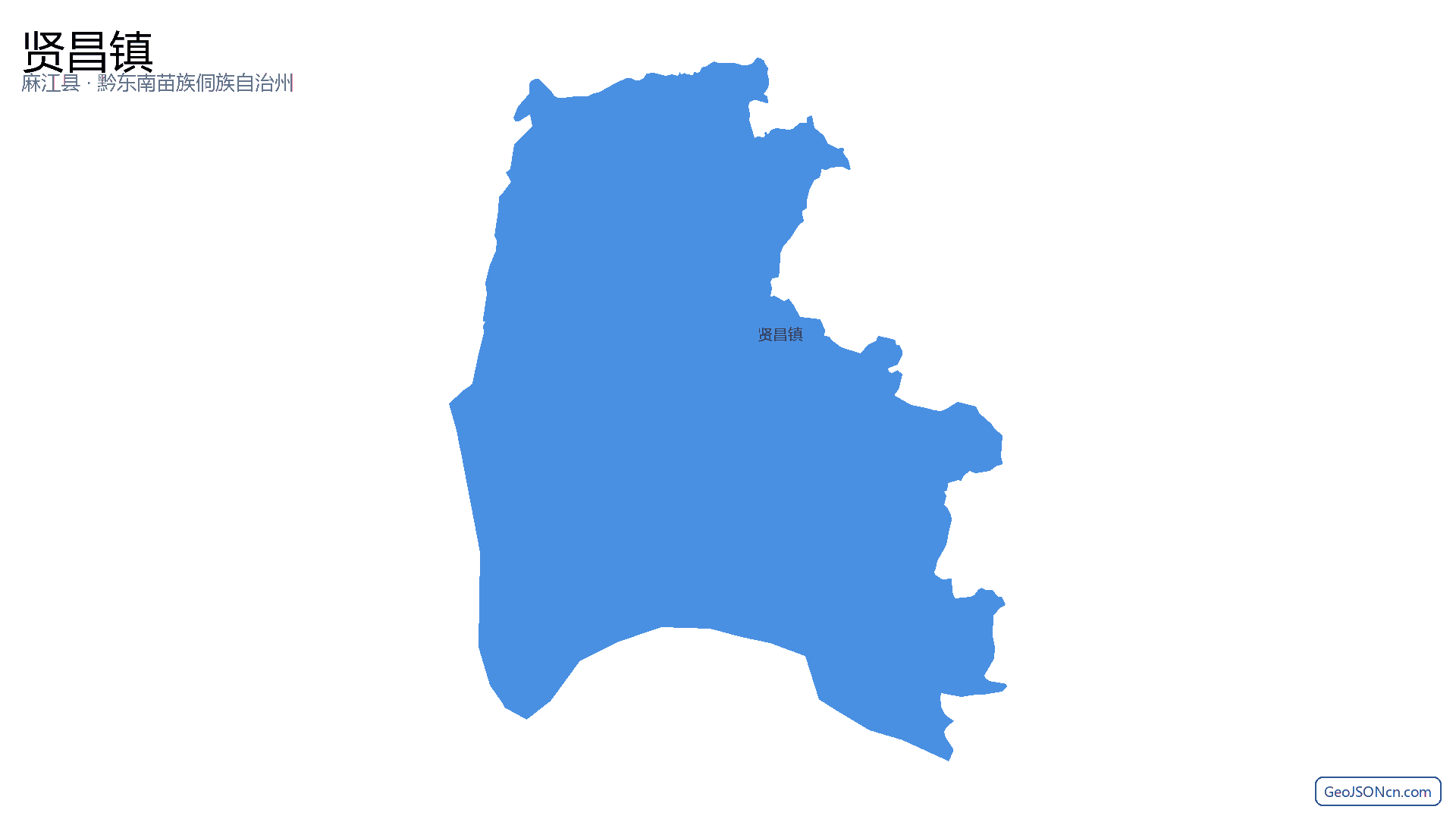 贤昌镇行政区划边界地图（麻江县·黔东南苗族侗族自治州）,提供GeoJSON、SHP矢量边界数据下载及高清地图大图(PNG/JPG) - GeoJSONcn.com