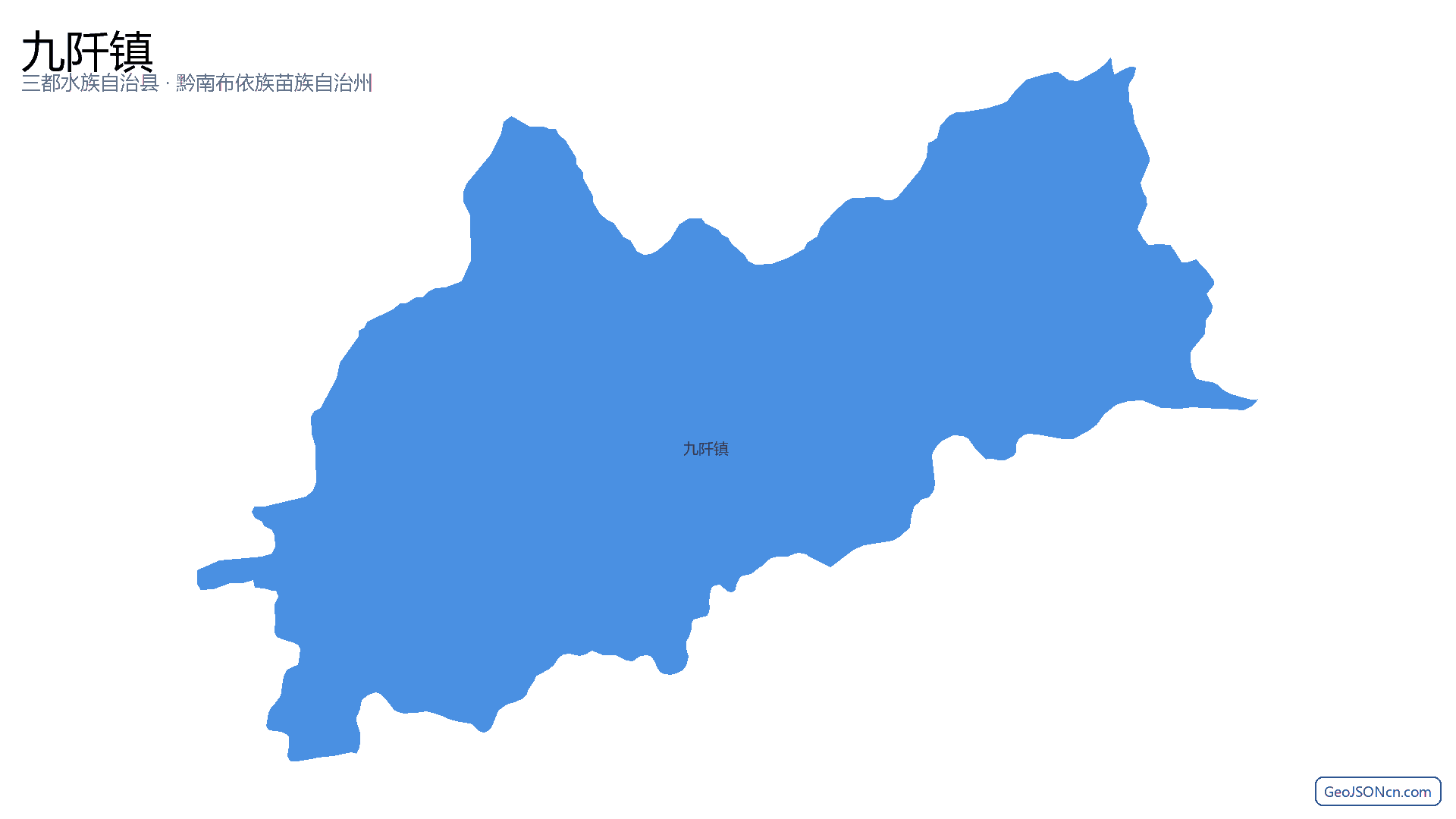 九阡镇行政区划边界地图（三都水族自治县·黔南布依族苗族自治州）,提供GeoJSON、SHP矢量边界数据下载及高清地图大图(PNG/JPG) - GeoJSONcn.com