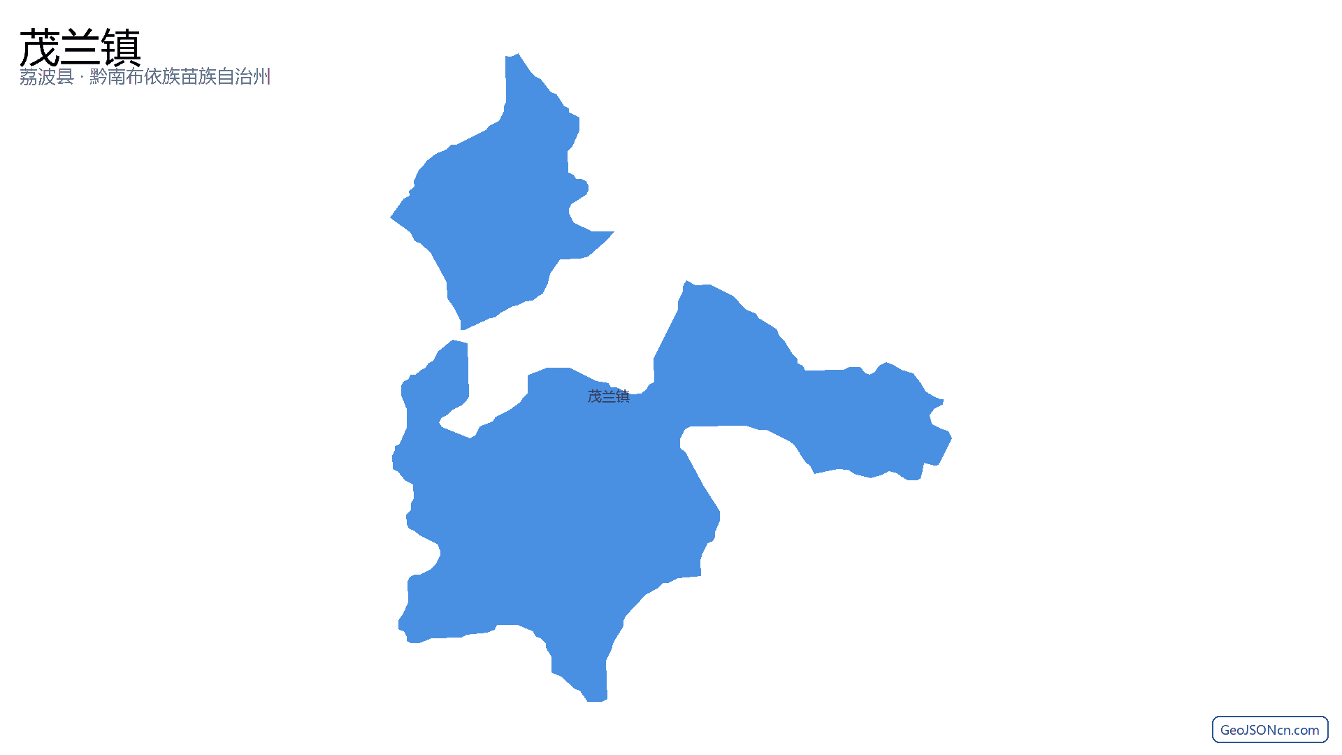 茂兰镇行政区划边界地图（荔波县·黔南布依族苗族自治州）,提供GeoJSON、SHP矢量边界数据下载及高清地图大图(PNG/JPG) - GeoJSONcn.com
