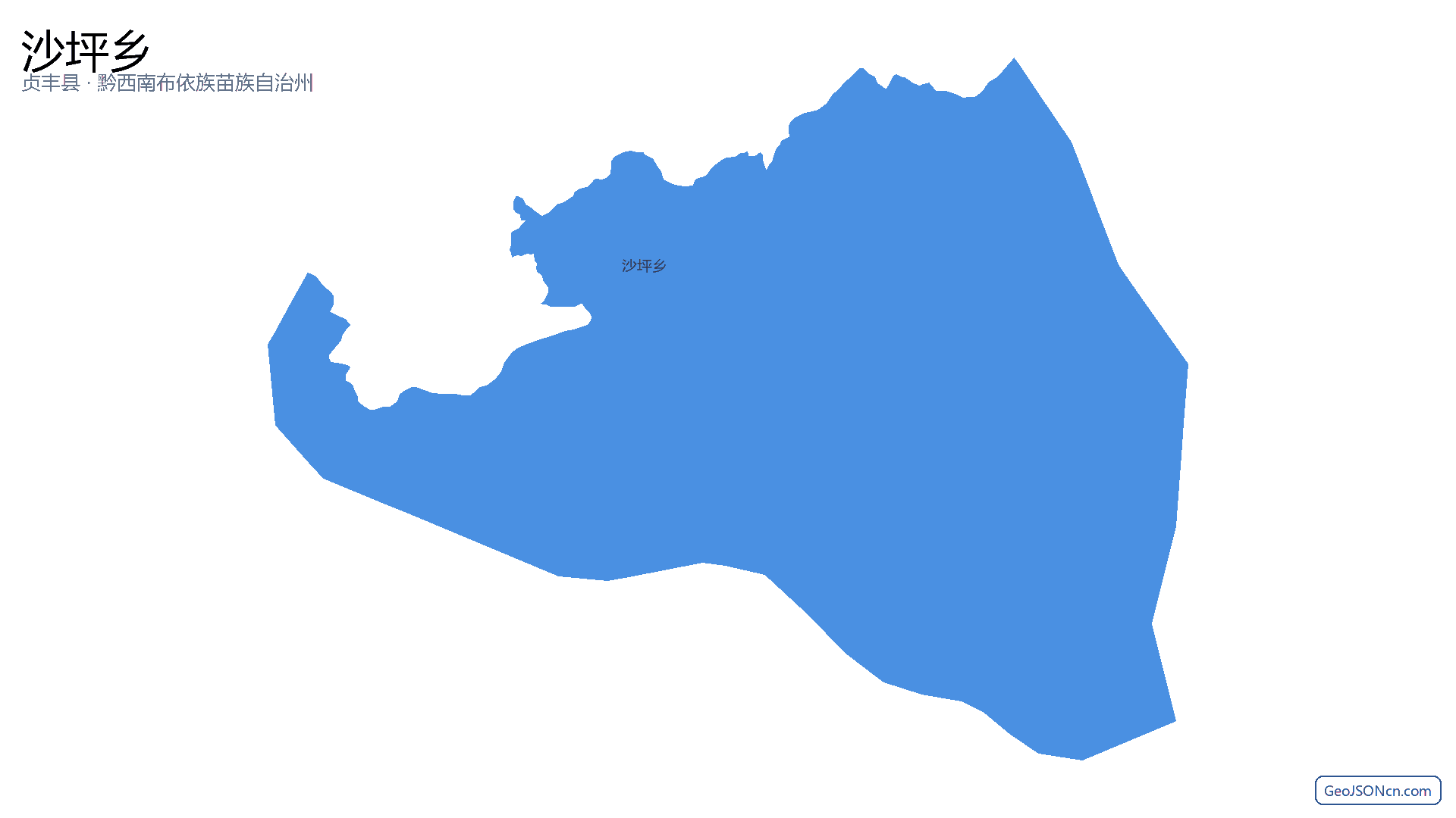 沙坪乡行政区划边界地图（贞丰县·黔西南布依族苗族自治州）,提供GeoJSON、SHP矢量边界数据下载及高清地图大图(PNG/JPG) - GeoJSONcn.com