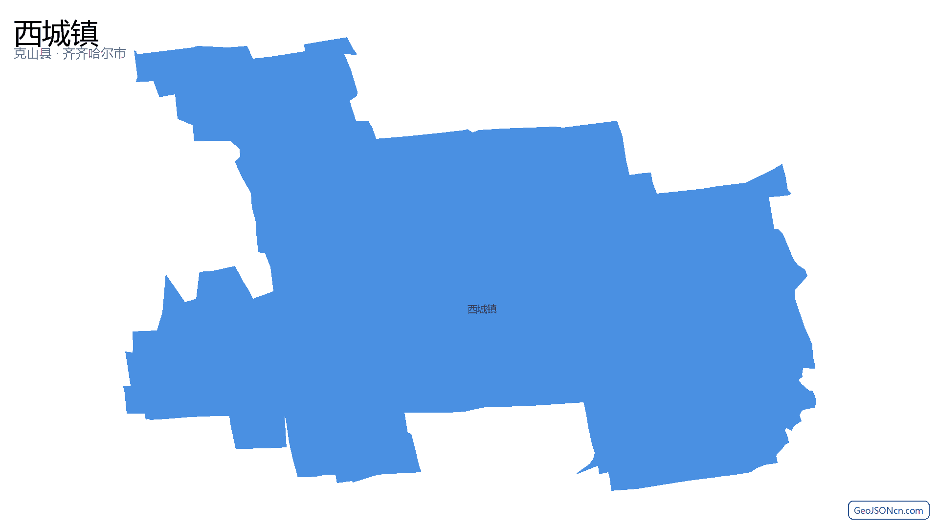 西城镇行政区划边界地图（克山县·齐齐哈尔市）,提供GeoJSON、SHP矢量边界数据下载及高清地图大图(PNG/JPG) - GeoJSONcn.com