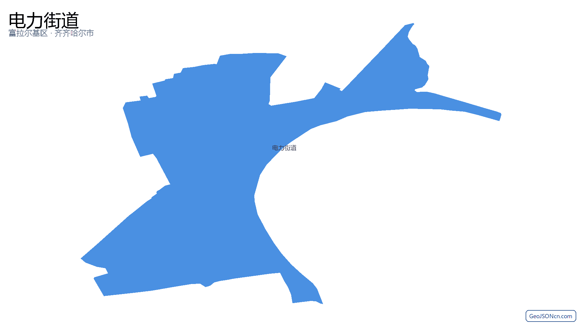电力街道行政区划边界地图（富拉尔基区·齐齐哈尔市）,提供GeoJSON、SHP矢量边界数据下载及高清地图大图(PNG/JPG) - GeoJSONcn.com