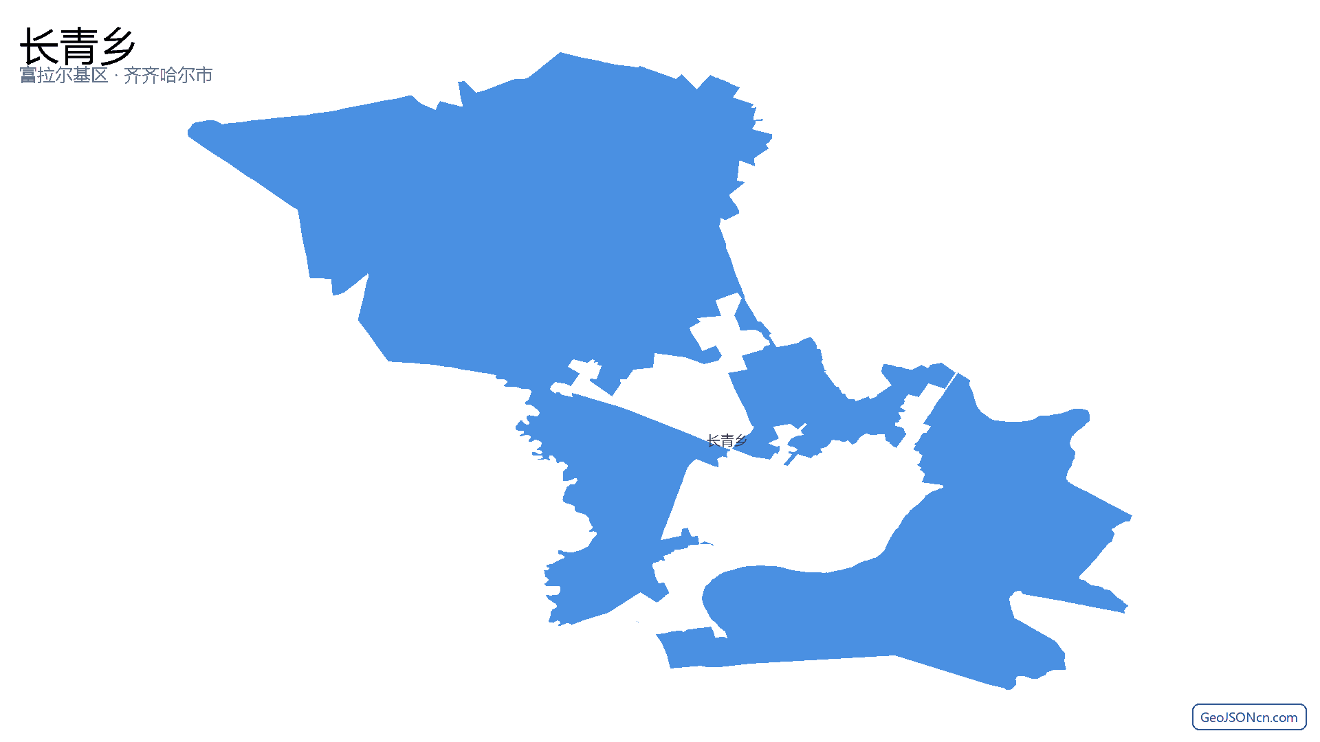 长青乡行政区划边界地图（富拉尔基区·齐齐哈尔市）,提供GeoJSON、SHP矢量边界数据下载及高清地图大图(PNG/JPG) - GeoJSONcn.com