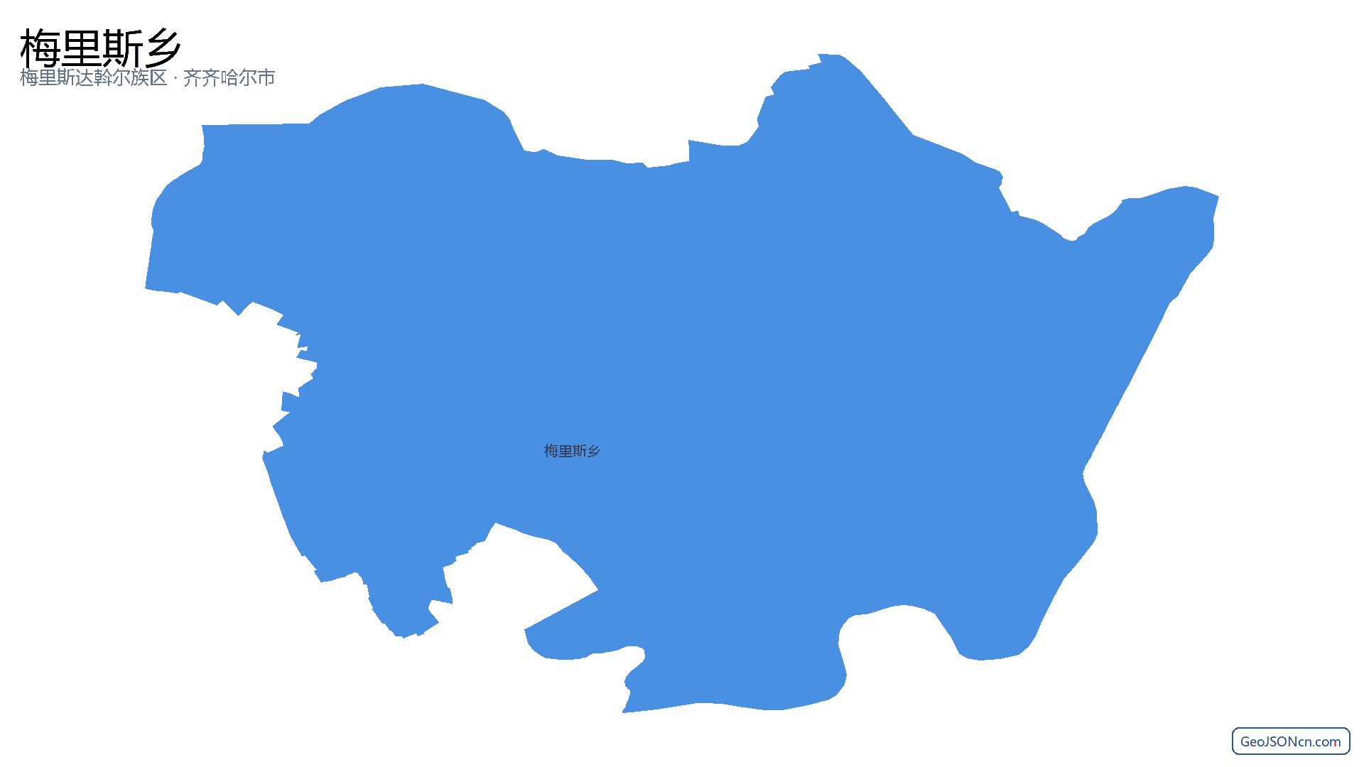 梅里斯乡行政区划边界地图（梅里斯达斡尔族区·齐齐哈尔市）,提供GeoJSON、SHP矢量边界数据下载及高清地图大图(PNG/JPG) - GeoJSONcn.com